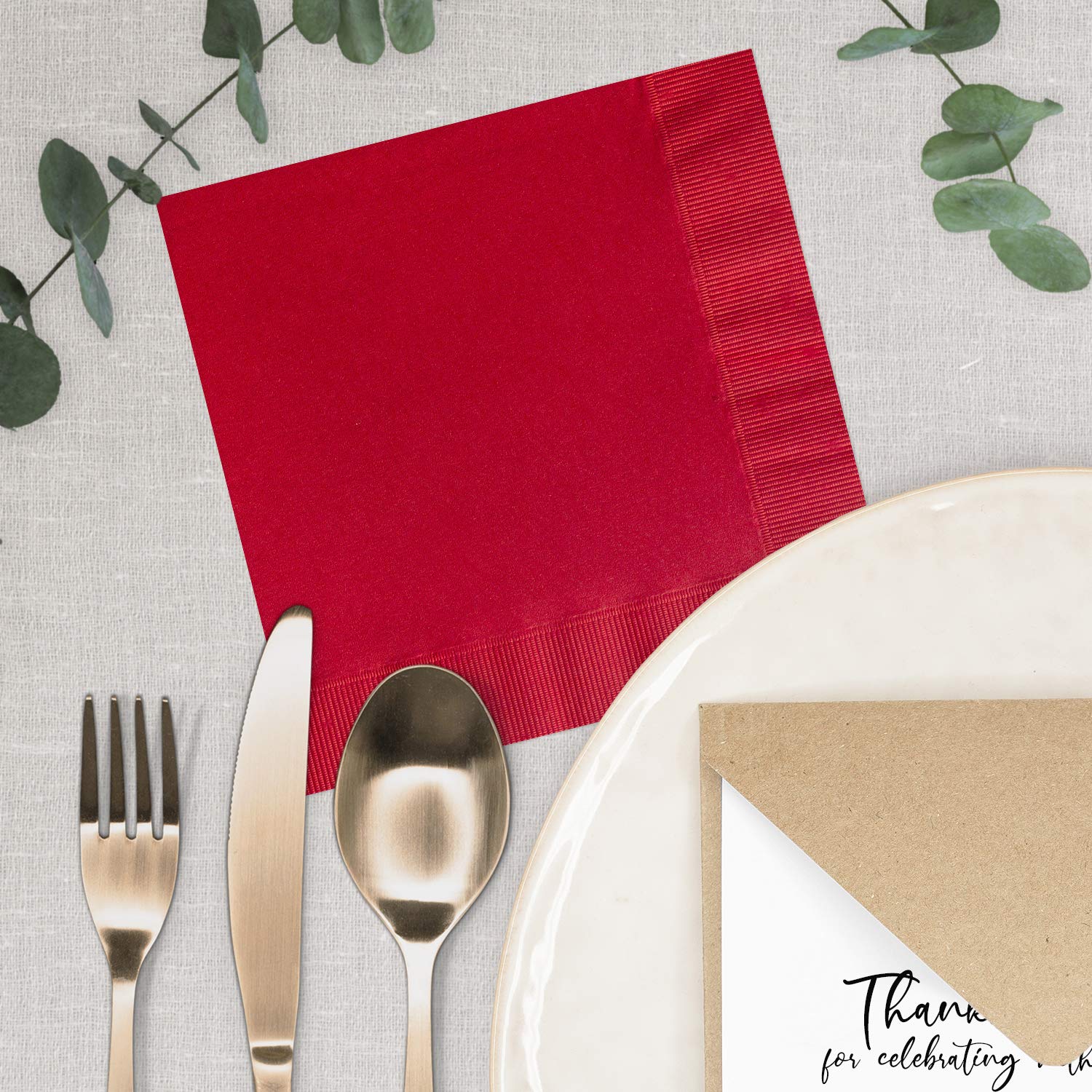 Premium Red Beverage Napkins - 100 Count, 4.75
