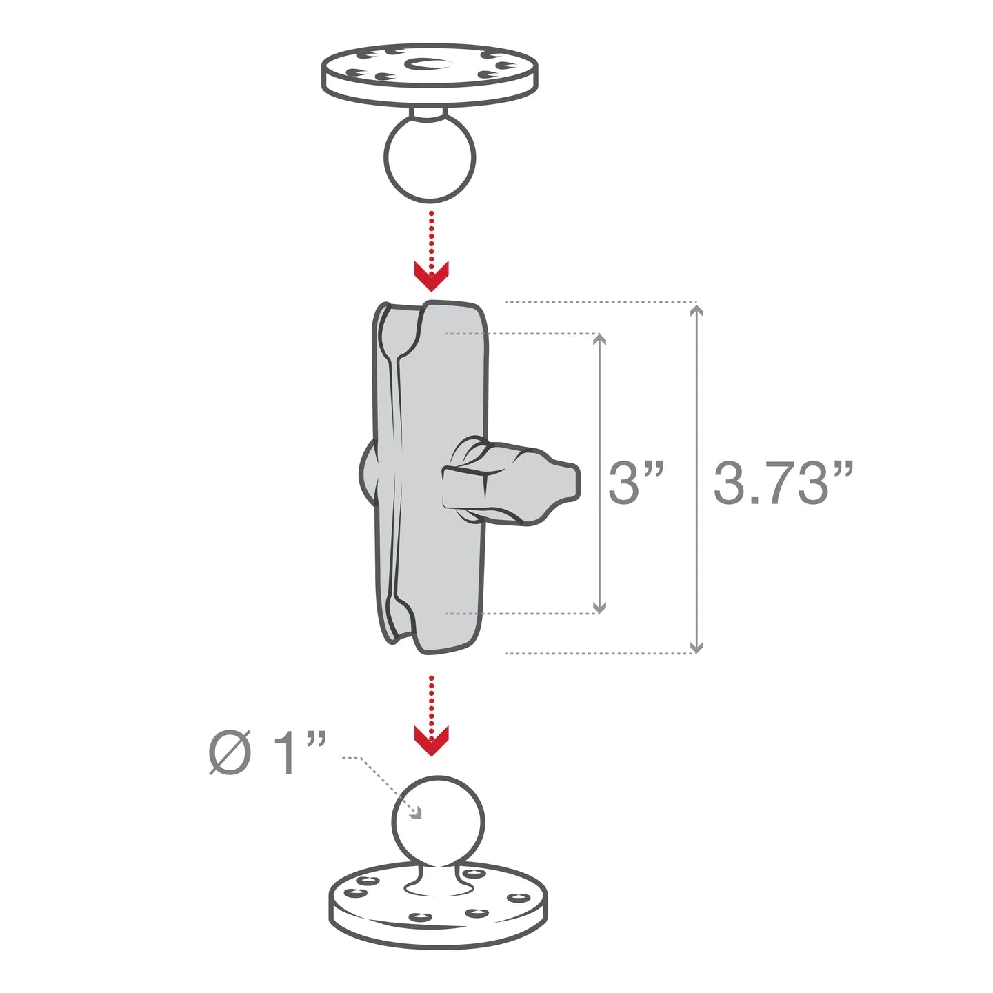 RAM Double Socket Arm for 1 Ball Mount (RAP-B-201U) - Heavy Duty Vehicle Mount for GPS, Phone & Tablet - Perfect for Trucks, RVs & Boats
