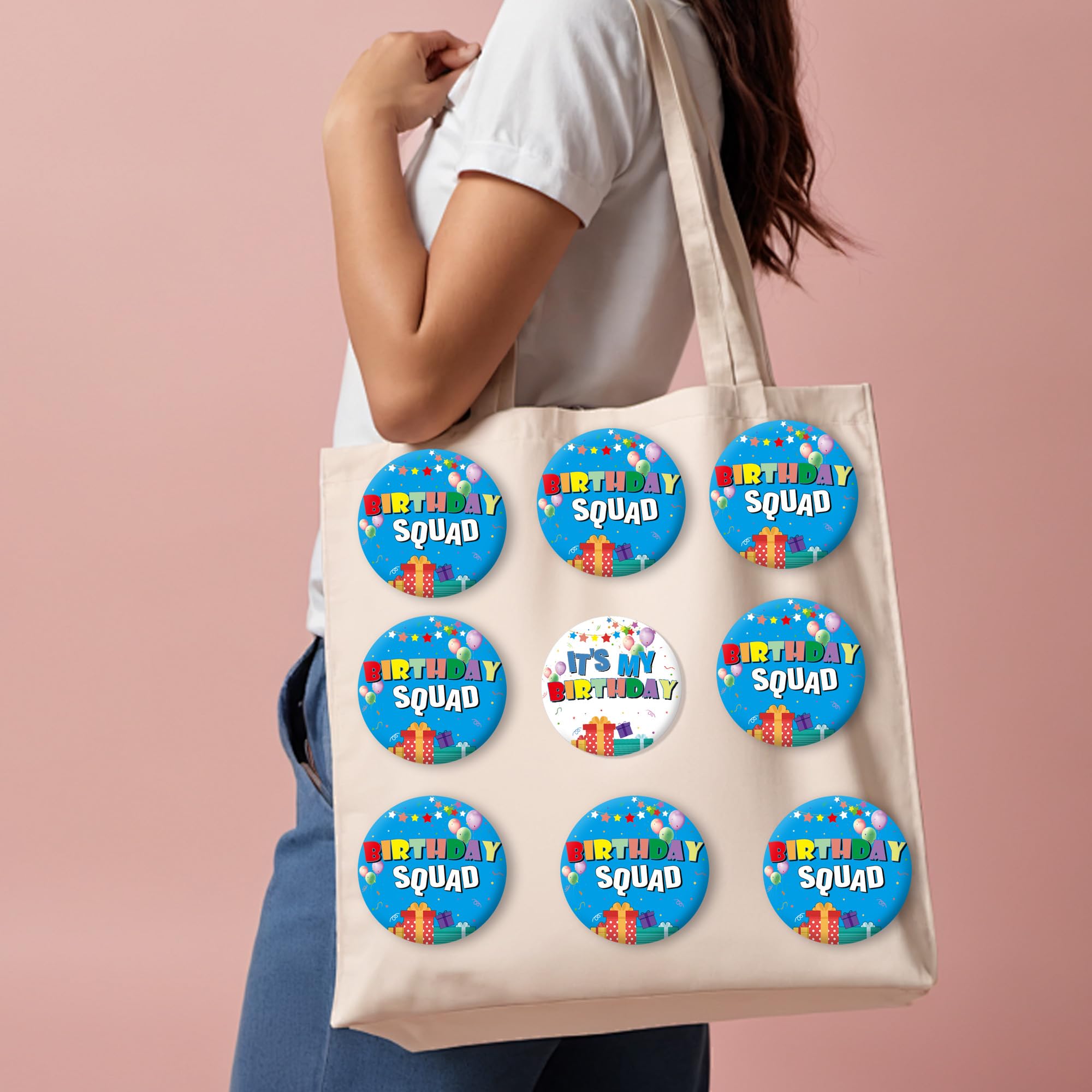 9pcs Birthday Pin Set - Its My Birthday Pin & Birthday Squad Pins (2.3inch) for Women & Men - Birthday Girl & Boy Buttons - Party Decorations & Gifts - Perfect for Birthday Parties, Celebrations & Group Events