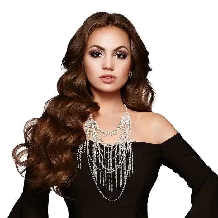 Vintage Silver Fringe Chain Necklace for Women - Boho Chic Layered Necklace Jewelry Gift for Her - Perfect for Parties, Weddings & Everyday Wear