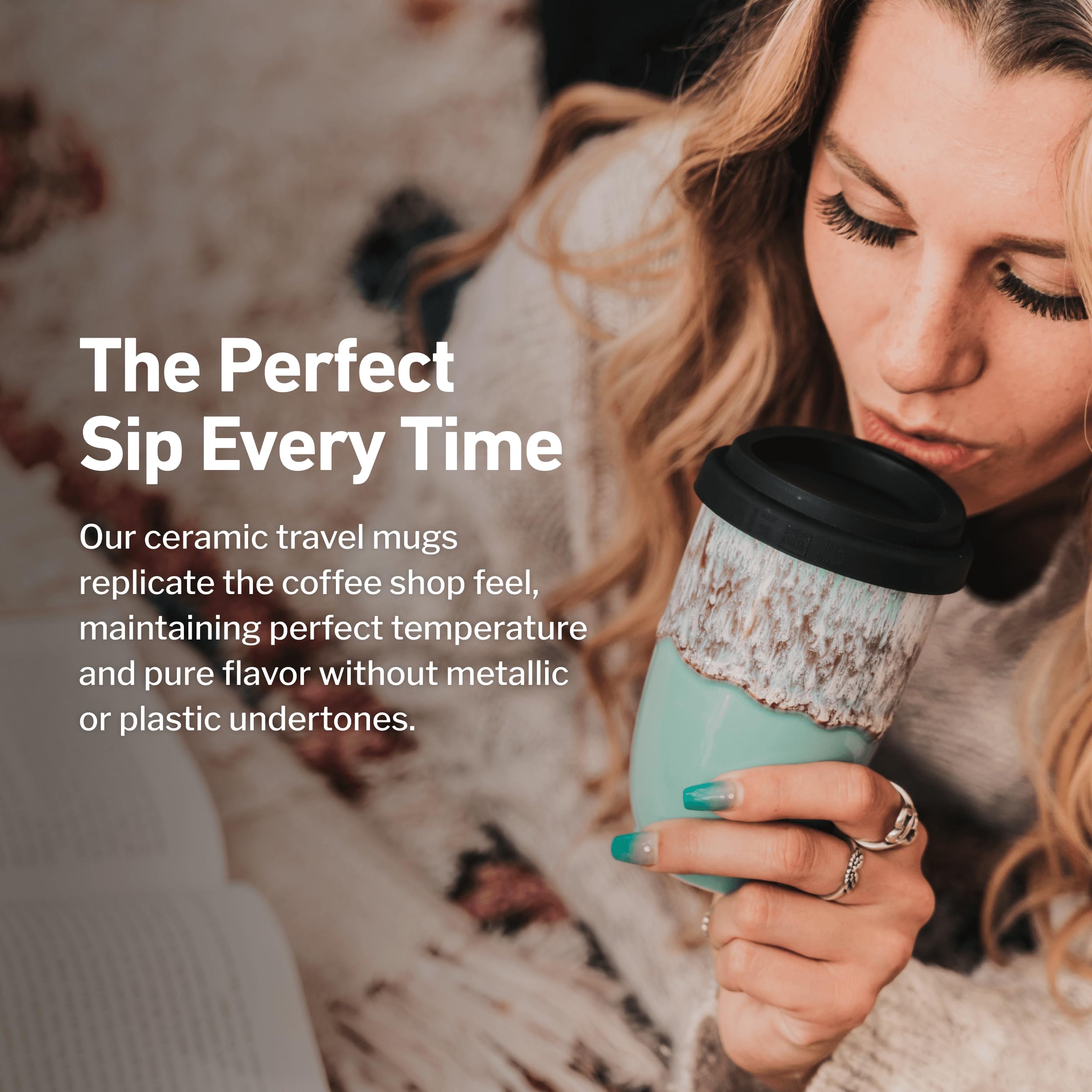 12oz Travel Coffee Mug - Reusable Insulated Coffee Tumbler with Lid, Microwave & Dishwasher Safe - Perfect Gift for Women & Men - Nebula Design - Ideal for Commuting, Office Use & Outdoor Adventures