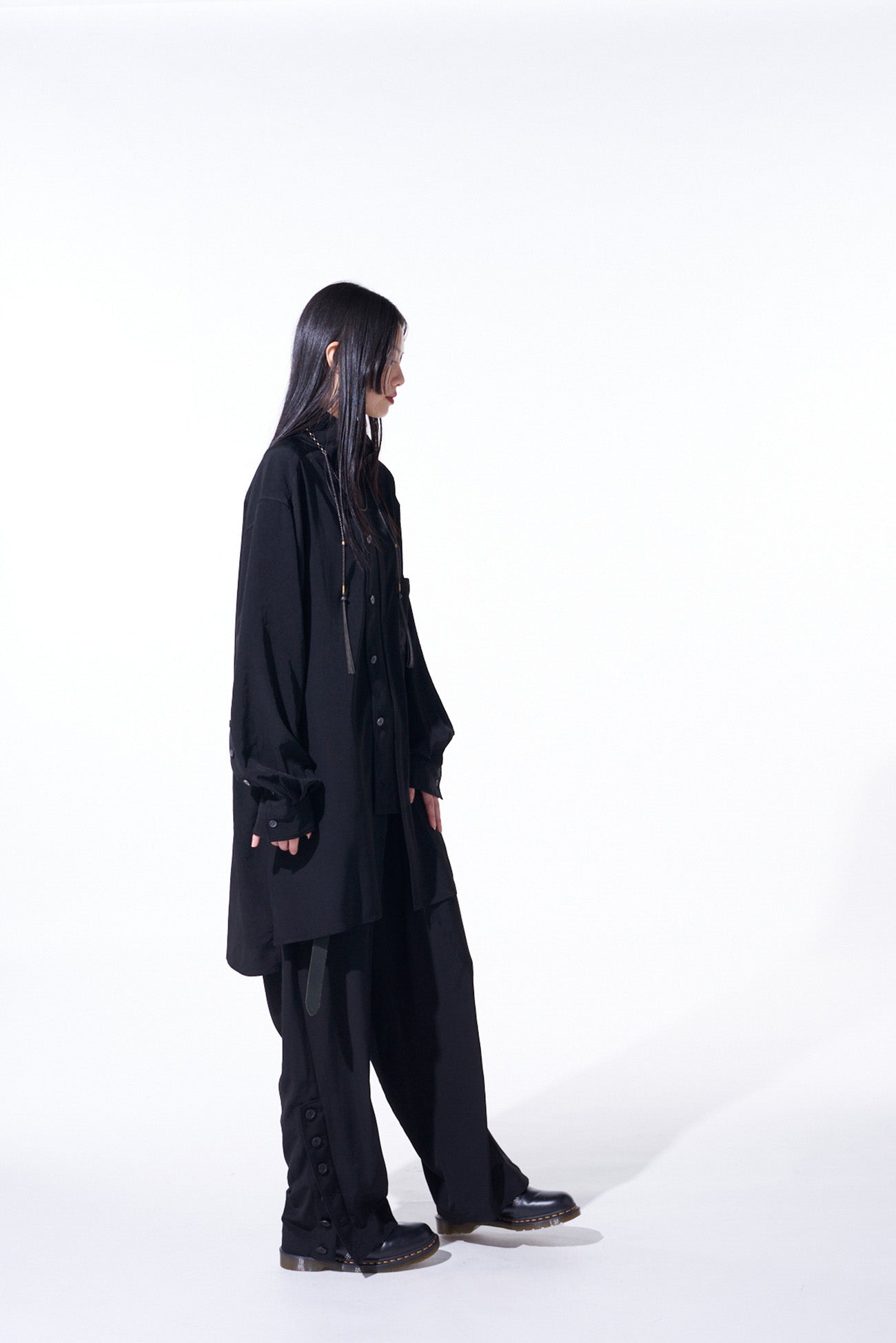 Elegant Crepe de Chine Stand Collar Shirt with Multi-Buttoned Sleeves | Women's Fashion Blouse for Work & Special Occasions