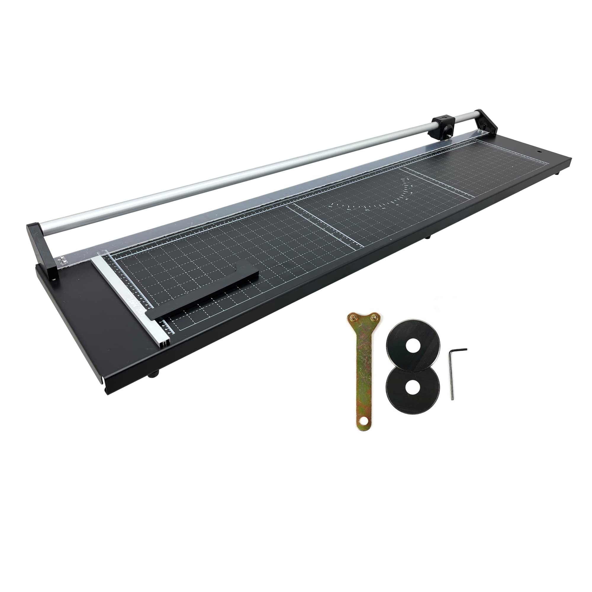 48in Rotary Paper Cutter - Manual Precision Paper Trimmer with 2 Spare Blades & Angle Guide for Photo Paper, Film, Labels, Cardstock & PVC - Perfect for Scrapbooking, Crafting & Office Use
