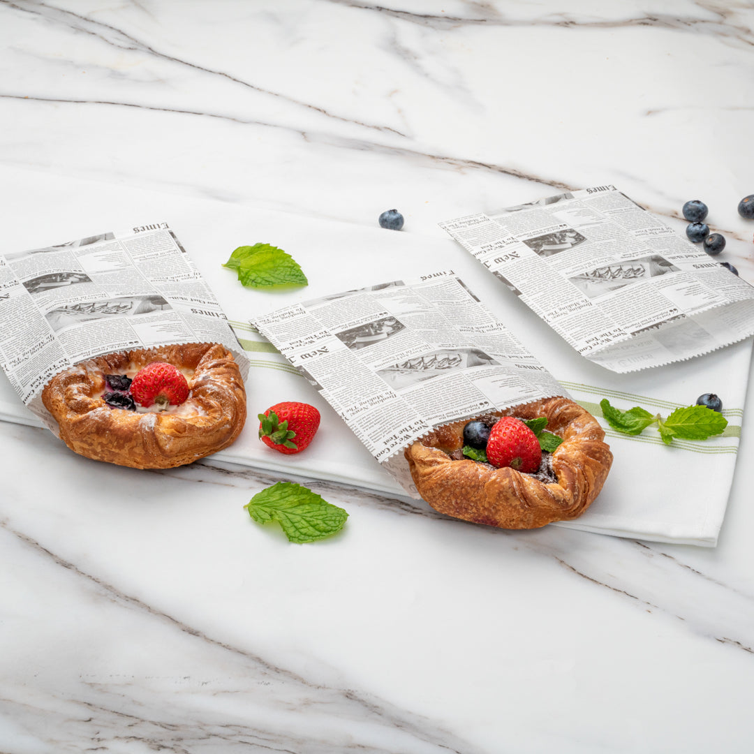 Eco-Friendly Newsprint Paper Bags 7x5 Inches - 100 Count Bulk Pack for Grocery, Retail & Gift Packaging