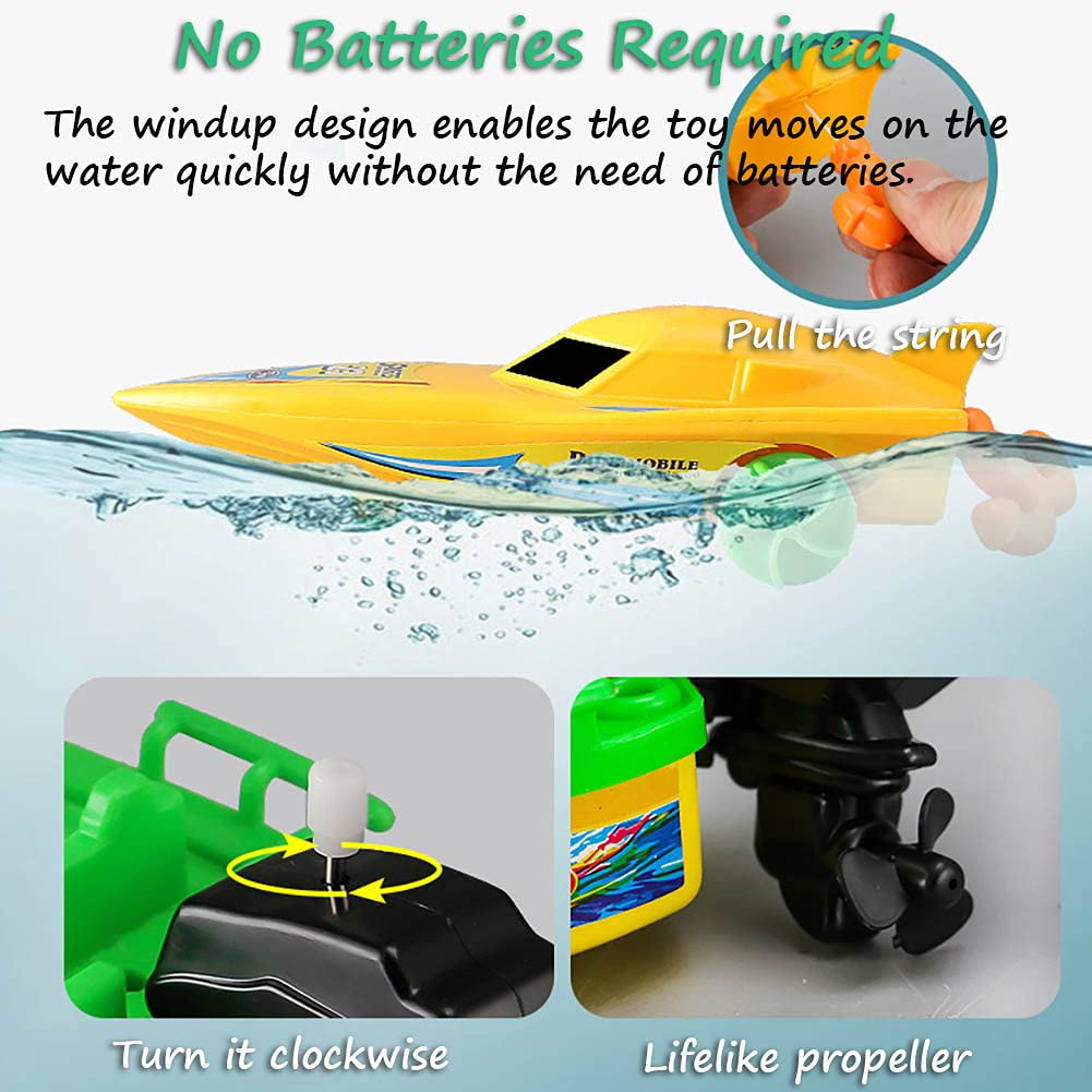 Wind-up Speed Boat Toy - Fast Clockwork Yacht, Bathtub & Pool Fun for Kids, Perfect Bath Time and Outdoor Water Play