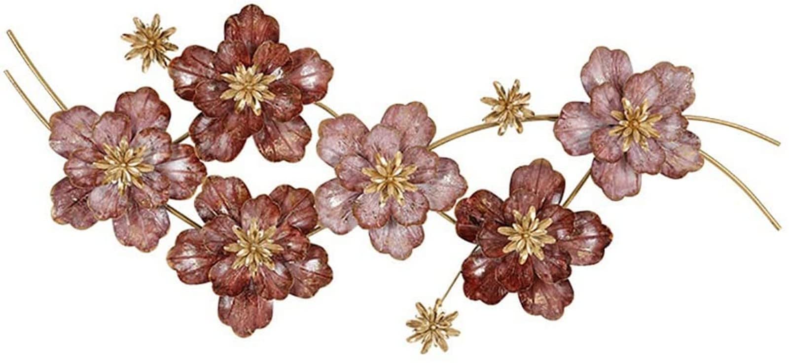 3D Metal Flower Wall Art Decor - Modern 3D Dimensional Floral Wall Sculpture for Home & Office - Indoor Living Room Decoration - 49x125cm Elegant Wall Ornament - Perfect for Bedroom, Living Room & Office Spaces