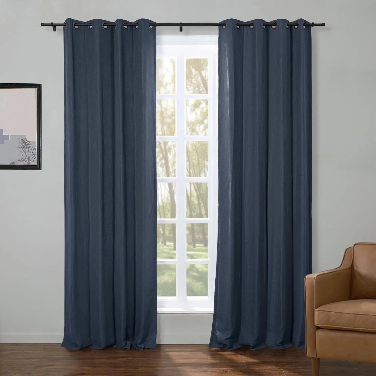 Kyla Lightweight Faux Linen Grommet Curtain Panels - Elegant Window Treatments for Living Room, Bedroom & Home Decor