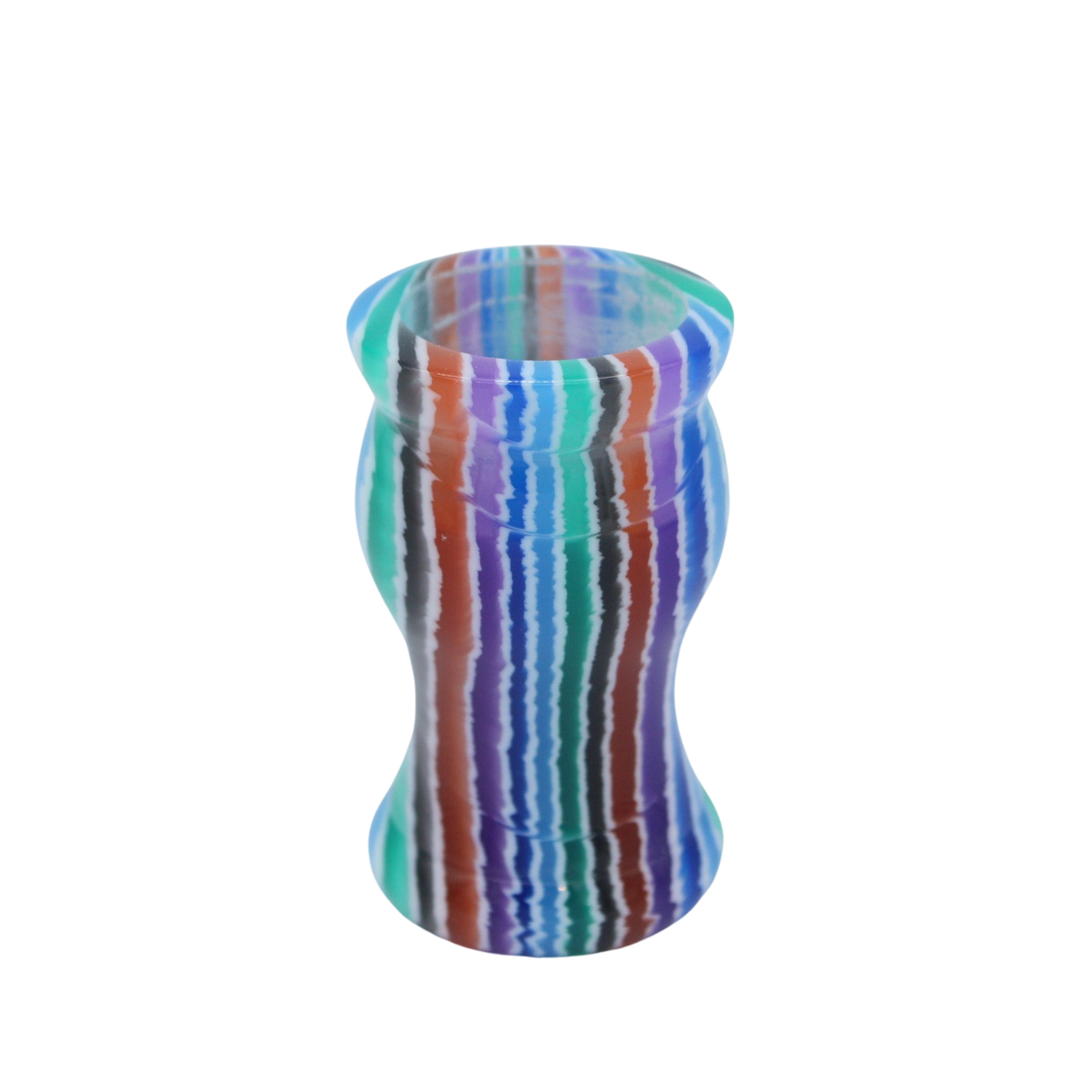 Premium Handmade Blue Stripe Shaving Brush Handle - Fits 24mm & 26mm Knots - Perfect for Wet Shaving, Grooming Kits & Men's Skincare Routine