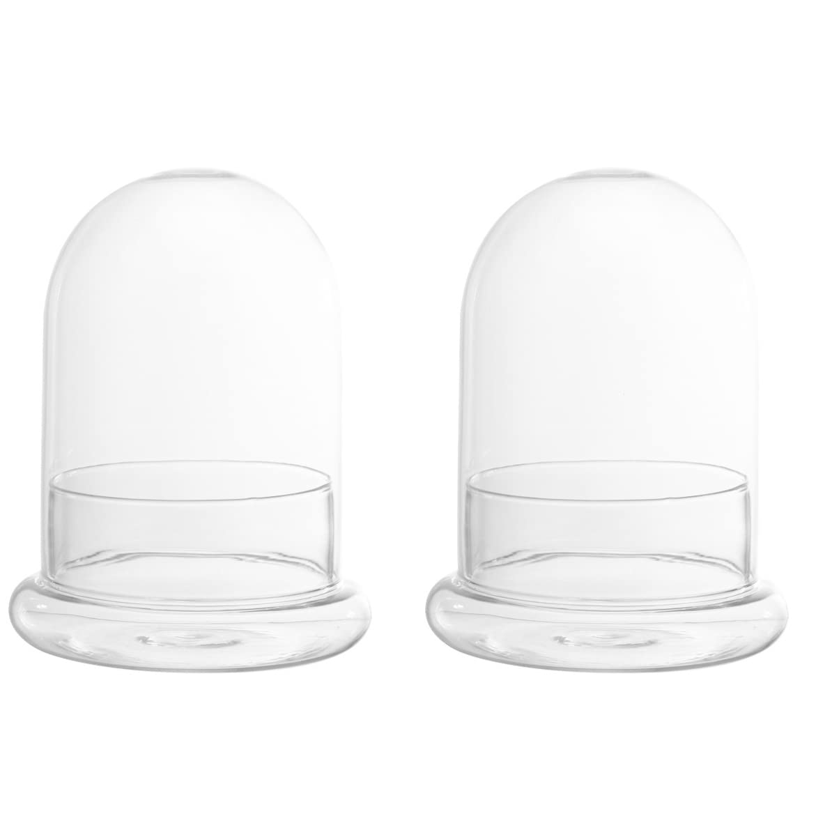 Yardwe Glass Display Cloche 2-Piece Set - Clear Glass Plant Terrarium Dome for Air Plants, Moss, Succulents - Perfect for Home Decor, Wedding Centerpieces, and Office Desk Displays