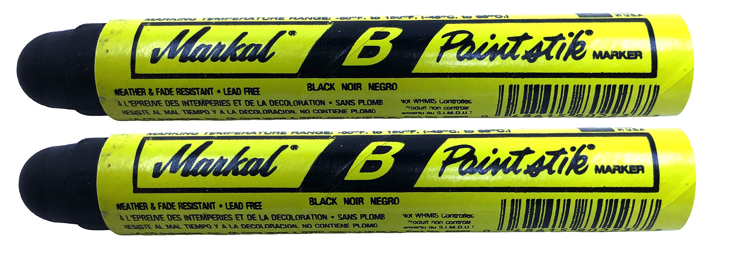 Markal B Black Tire Chalk Paint Stick - 2 Pack for Graffiti Art, Surface Marking & Tire Writing | Durable Crayon Marker for Sidewalk Art, Construction Sites & Automotive Use