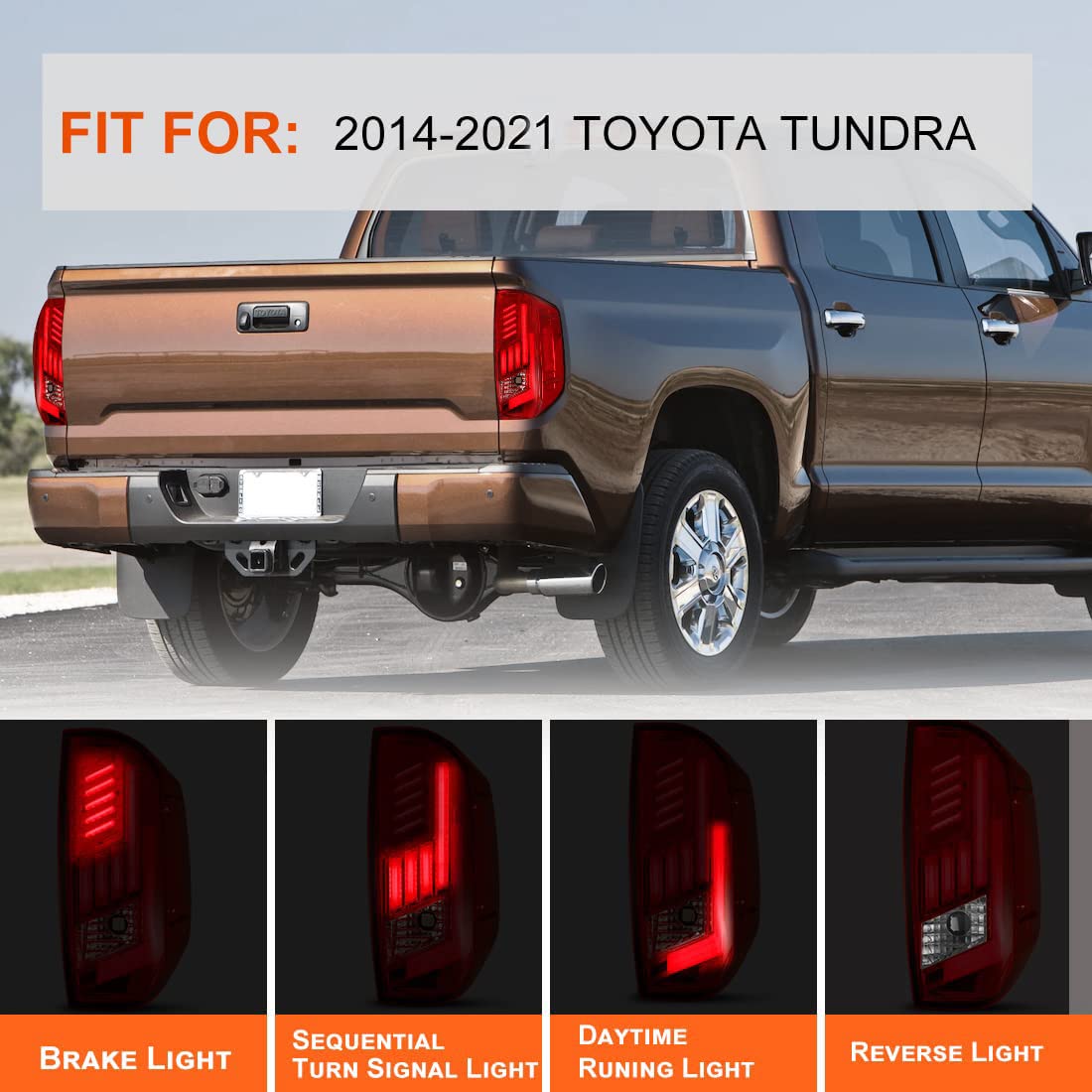 Nixon Offroad LED Tail Lights for Toyota Tundra 2014-2021 - Chrome Housing with Red Lens - Direct Replacement Rear Lamps Assembly (1 Pair) - Perfect for Off-Roading, Truck Upgrades & Night Driving Safety