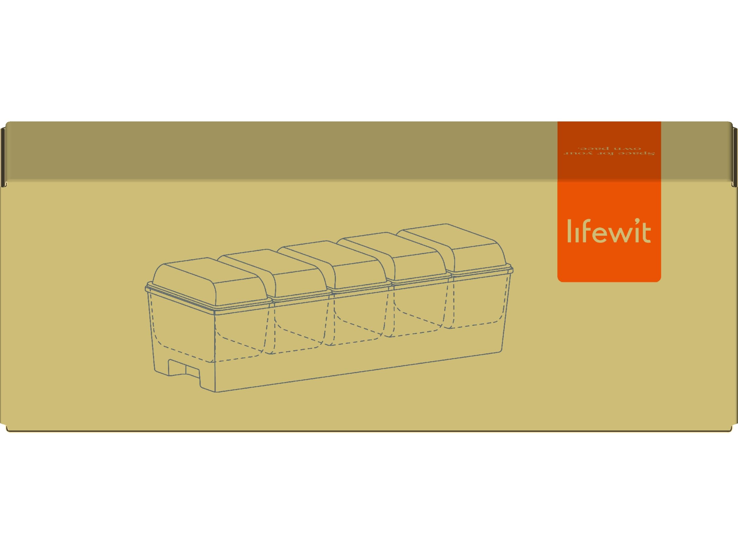 Lifewit 5-Container Condiment Caddy with Lids - Perfect for Parties, Salads & Tacos