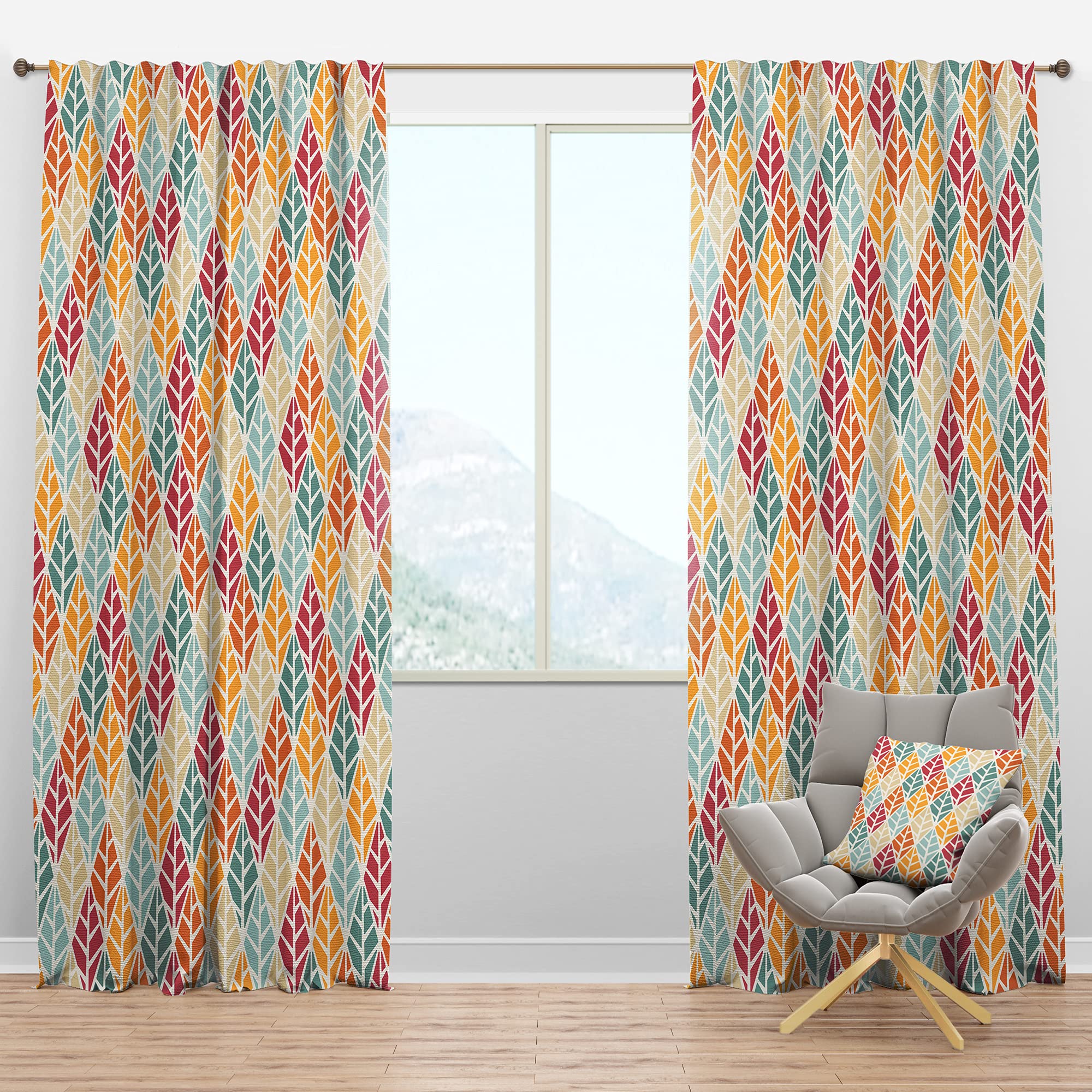 DesignQ Blackout Curtains 'Diamond Retro X' - Thermal Insulated Single Panel (52x63 inches) for Bedroom & Living Room - Noise Reducing & Energy Saving Window Drapes for Better Sleep & Home Decor