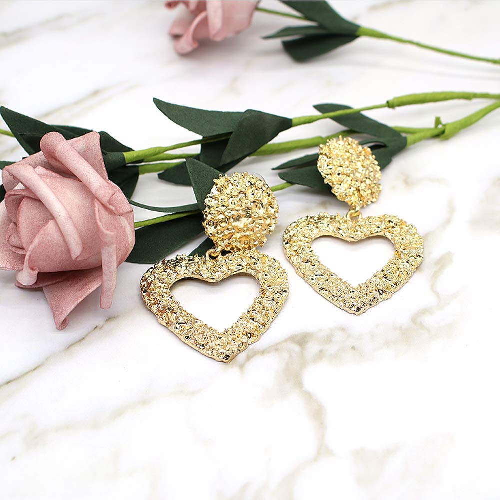 Geometric Hollow Square Dangle Earrings for Women - Large Metal Statement Drop Earrings with Punk Bohemian Textured Design - Perfect for Parties, Concerts & Boho Fashion Accessories