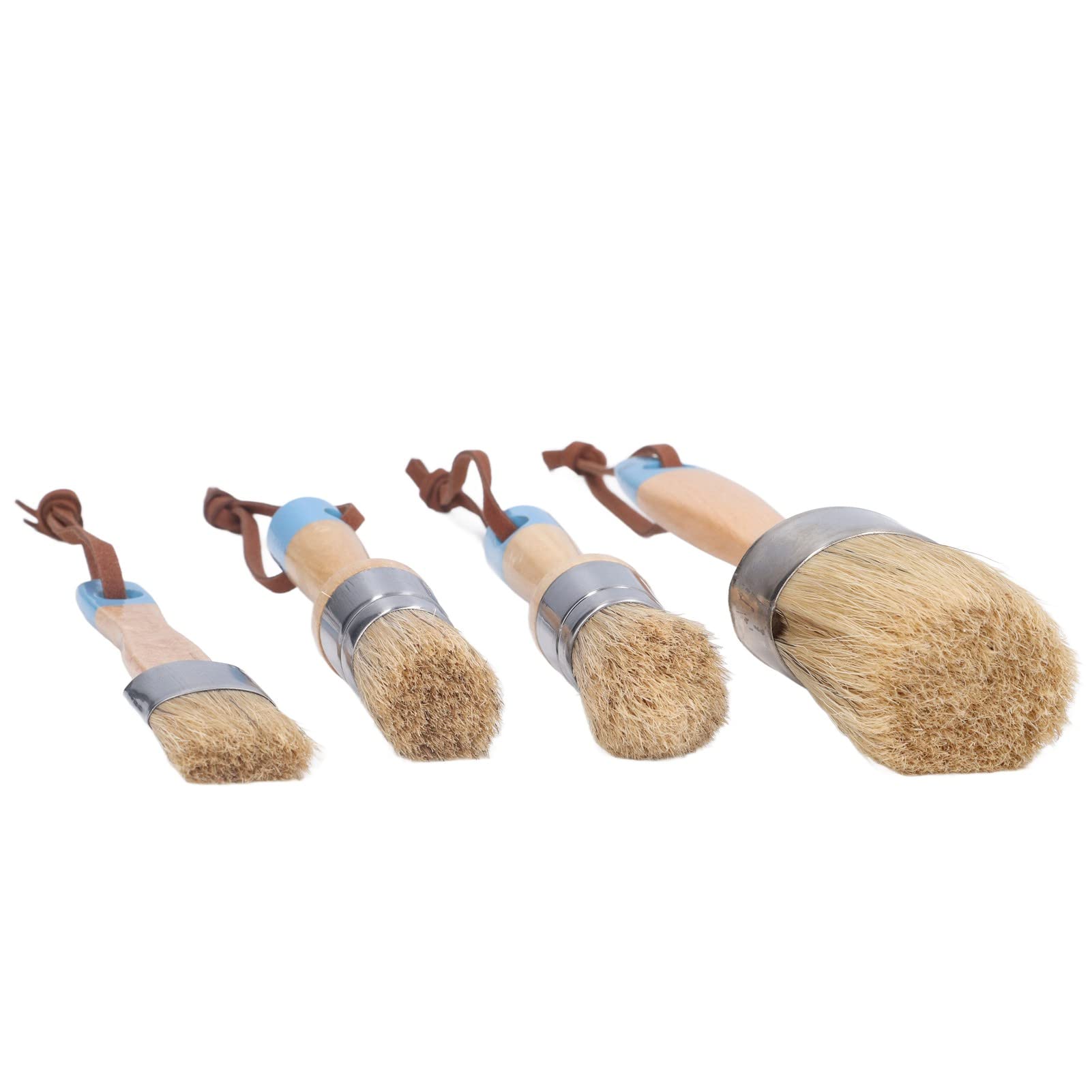 4pcs Minimal Spill Wax Brush Set - Round Paint Brushes with Wooden Handle for Tables, Chairs & Cabinets - Perfect for DIY Furniture Restoration, Woodworking Projects and Home Decor