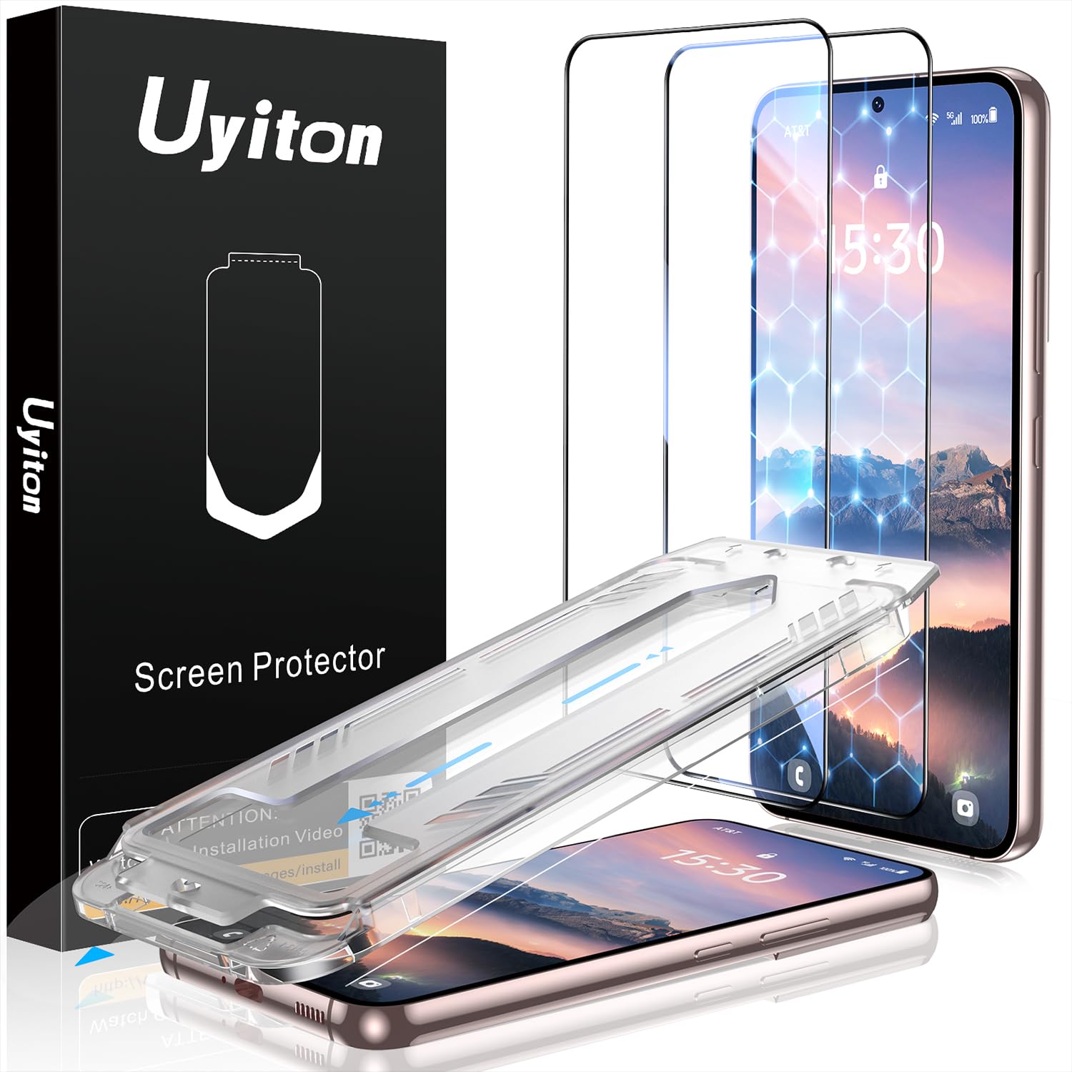 Samsung Galaxy S22 Screen Protector - 2 Pack, Unbreakable with Ultrasonic Fingerprint & Auto-Alignment for Perfect Fit - Home & Office Use