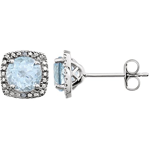 Sterling Silver Sky Blue Topaz & Diamond Stud Earrings - 0.015 CTW, Elegant Birthstone Jewelry for Women - Perfect for Gifts, Anniversaries & Everyday Wear