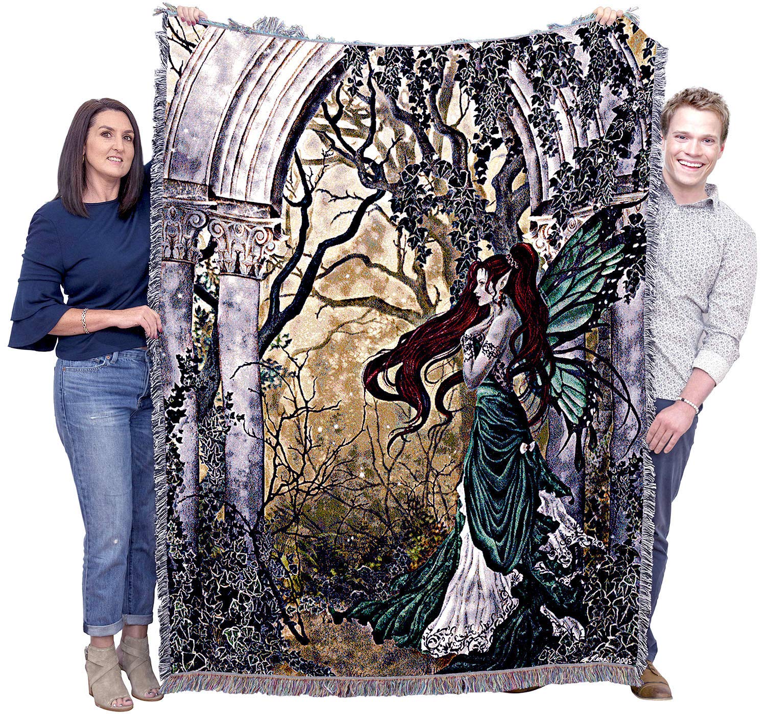 Pure Country Weavers Direwood Fairy Blanket by Nene Thomas - Cotton Woven Fantasy Tapestry Throw - Handmade in USA (72x54 inches) - Perfect for Home Decor, Bedroom Accent & Cozy Gift