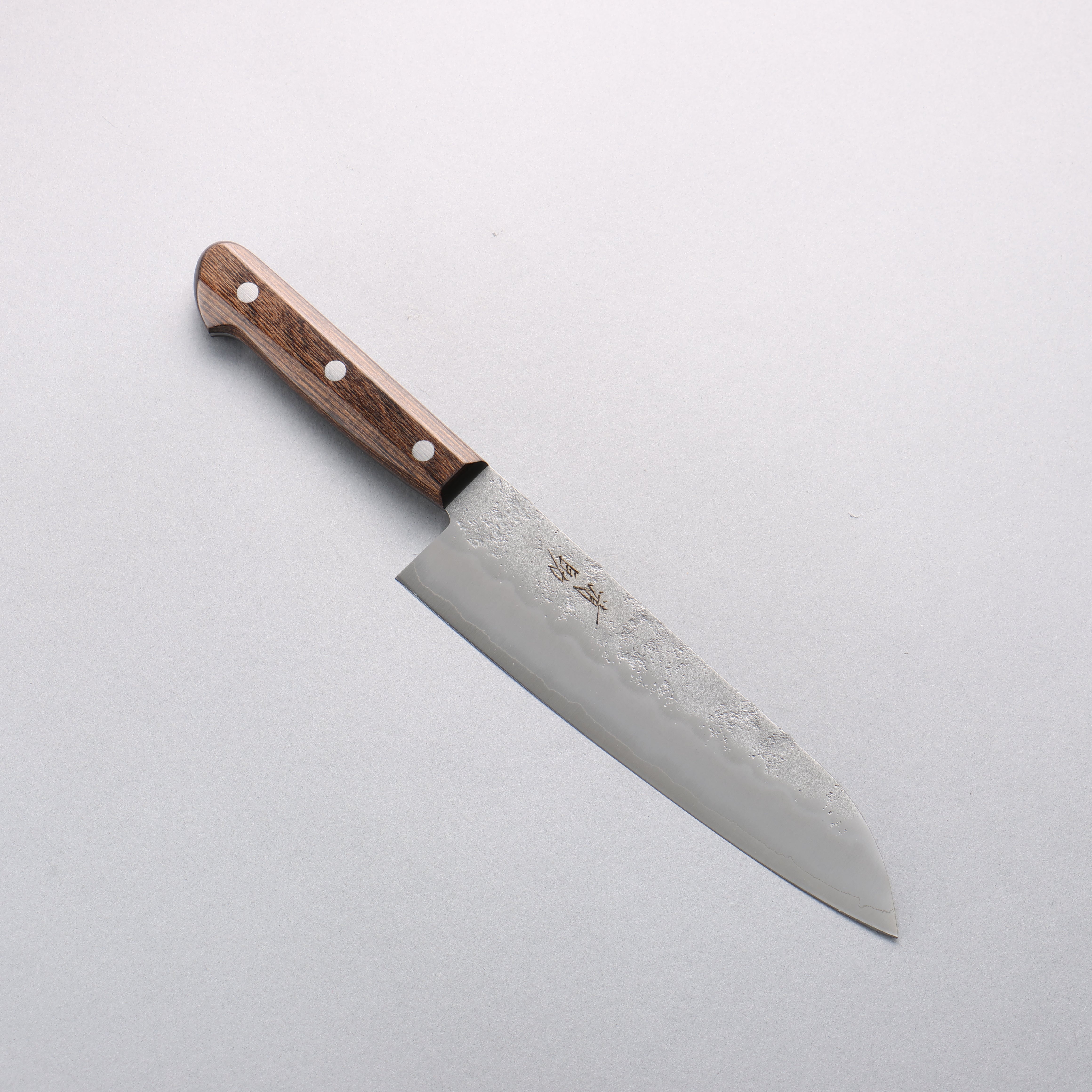 Premium Seisuke Silver Steel No.3 Nashiji Santoku Knife 180mm - Japanese Chef Knife with Brown Pakkawood Handle - Perfect for Slicing, Dicing & Chopping Vegetables, Meat & Fish
