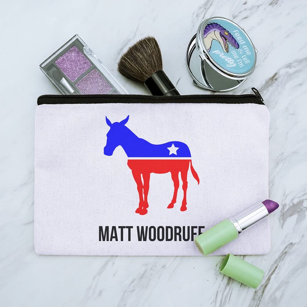 Personalized Custom 1 Line Democrat Donkey Cosmetic Bag - American Flag Makeup Pouch Organizer for Travel, Gym & Daily Essentials Storage (Gift Idea for Political Supporters)