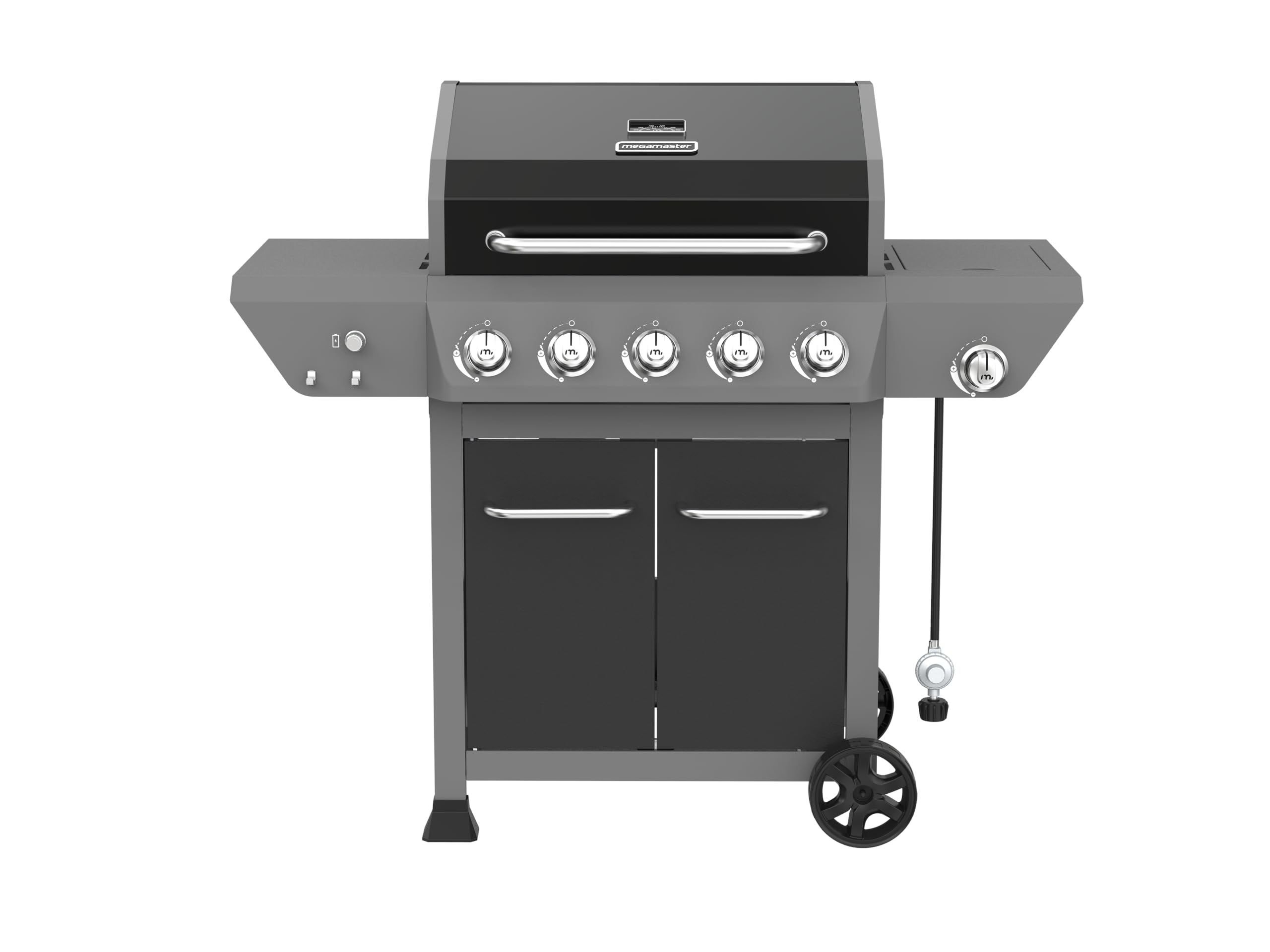 Megamaster 5-Burner Propane Gas Grill with Side Burner - 66,000 BTU, 753 SQ. In. Cooking Area - 2-Wheel Portable Design for Outdoor BBQ, Backyard, Patio, and Tailgating Parties - Perfect for Grilling Burgers, Steaks, and Vegetables