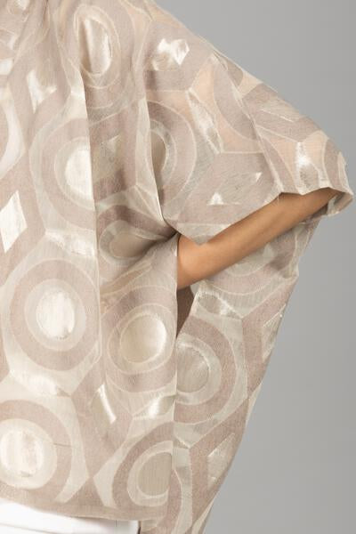 Stylish Geometric Cotton Short Open Poncho for Women - Lightweight Summer Cover-Up for Beach, Travel, and Casual Outings