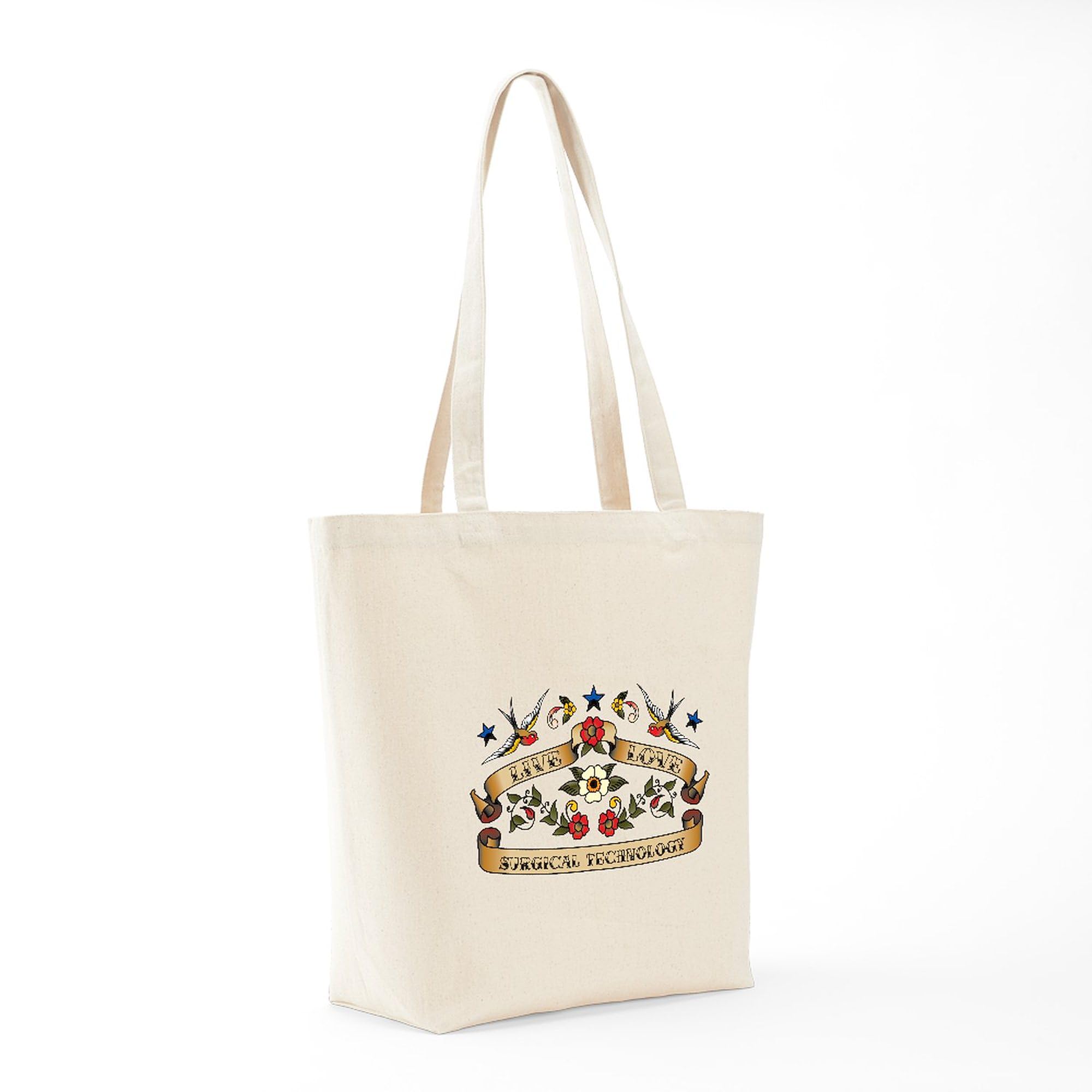 Live Love Surgical Technology Tote Bag - Natural Canvas Reusable Shopping Bag for Nurses, Medical Students & Healthcare Professionals - Perfect for Work, School & Groceries