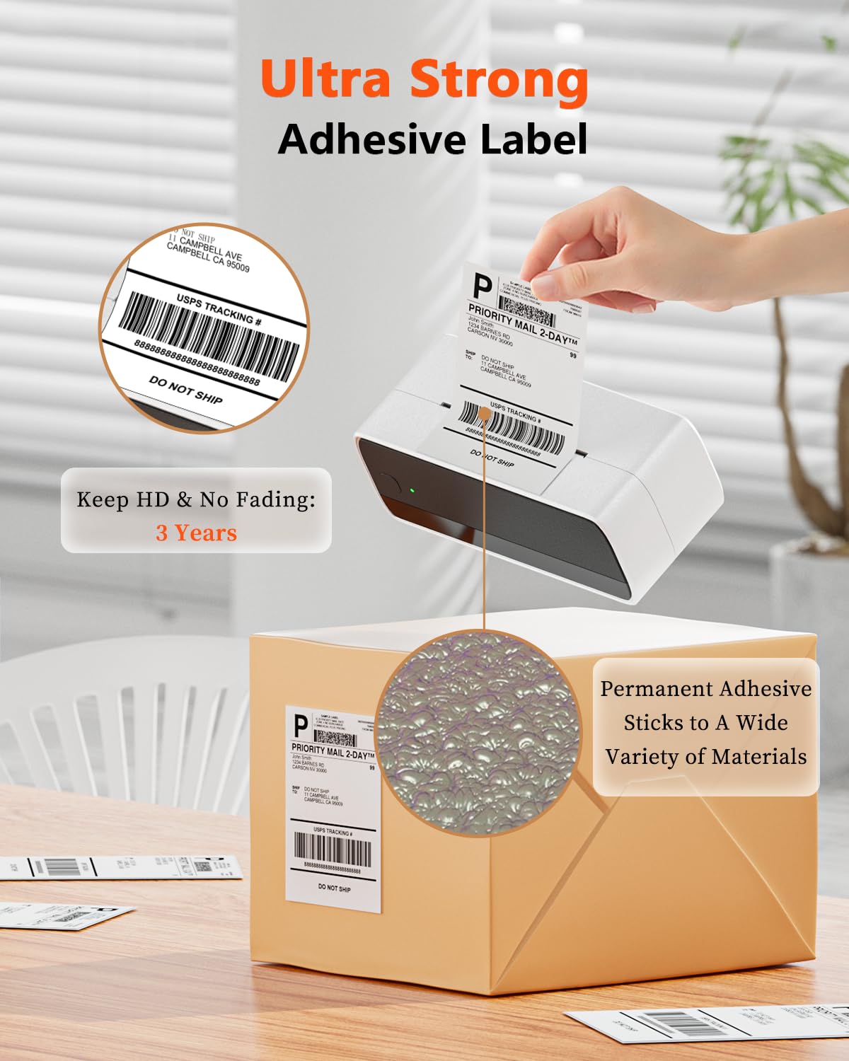 Phomemo 4x6 Thermal Direct Shipping Labels - 4''x6'' Fan-Fold Labels (500/Pack) - Compatible with Rollo, MUNBYN, Zebra & Fargo Label Printers - Perfect for E-commerce, Small Business & Home Shipping Needs