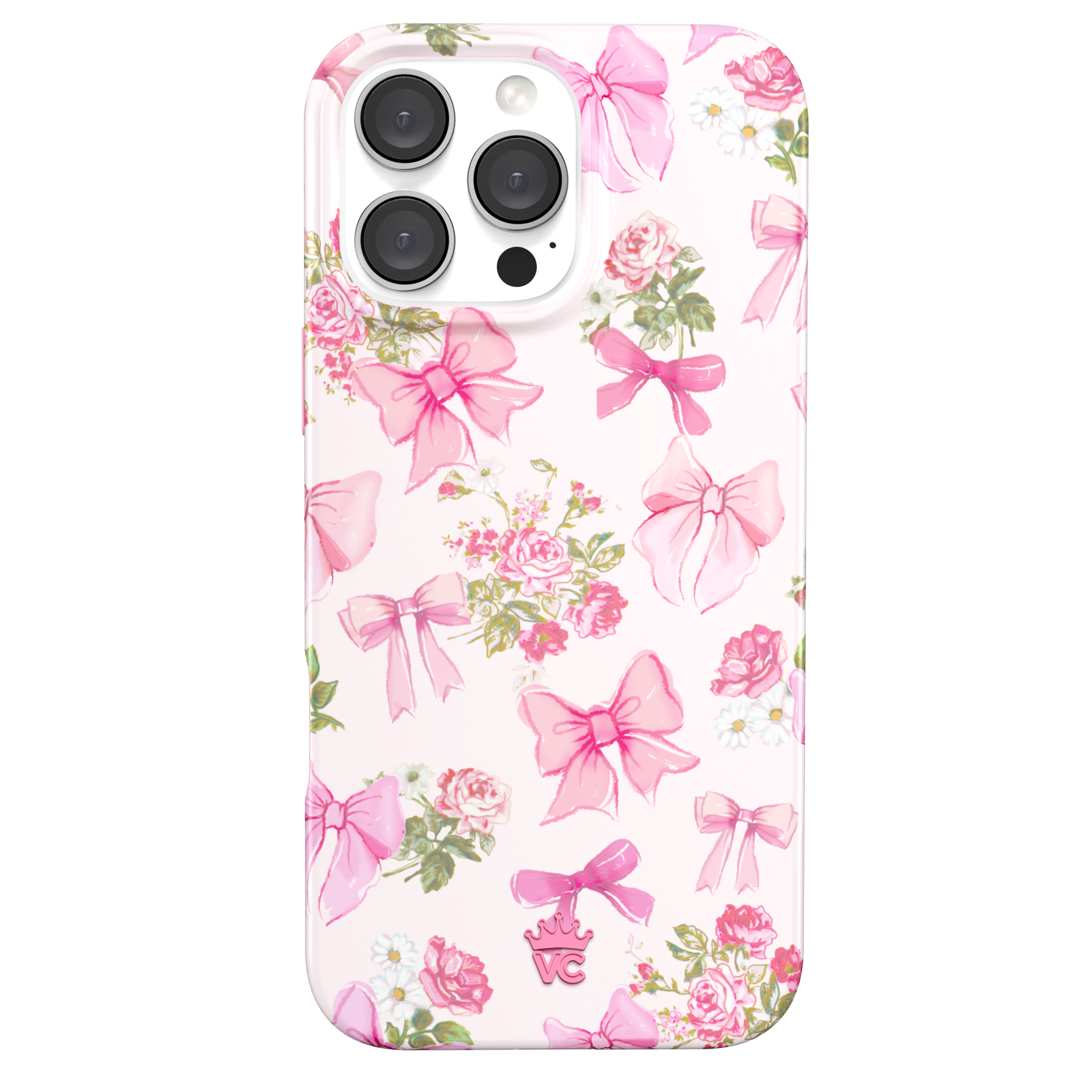 Cute Posie Pink Bow iPhone Case - Elegant Floral Design for iPhone 14/13/12/11 Pro Max XR XS - Perfect Gift for Women Girls (Office, School, Travel)