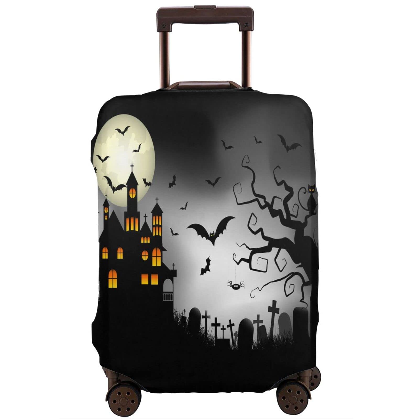 Happy Halloween Witch Castle Pumpkin Trick or Treat Luggage Cover - Waterproof Suitcase Protector for 25-28 Inch Travel Bags | Perfect for Airplane Travel, Vacation & Cosplay Costume Accessories