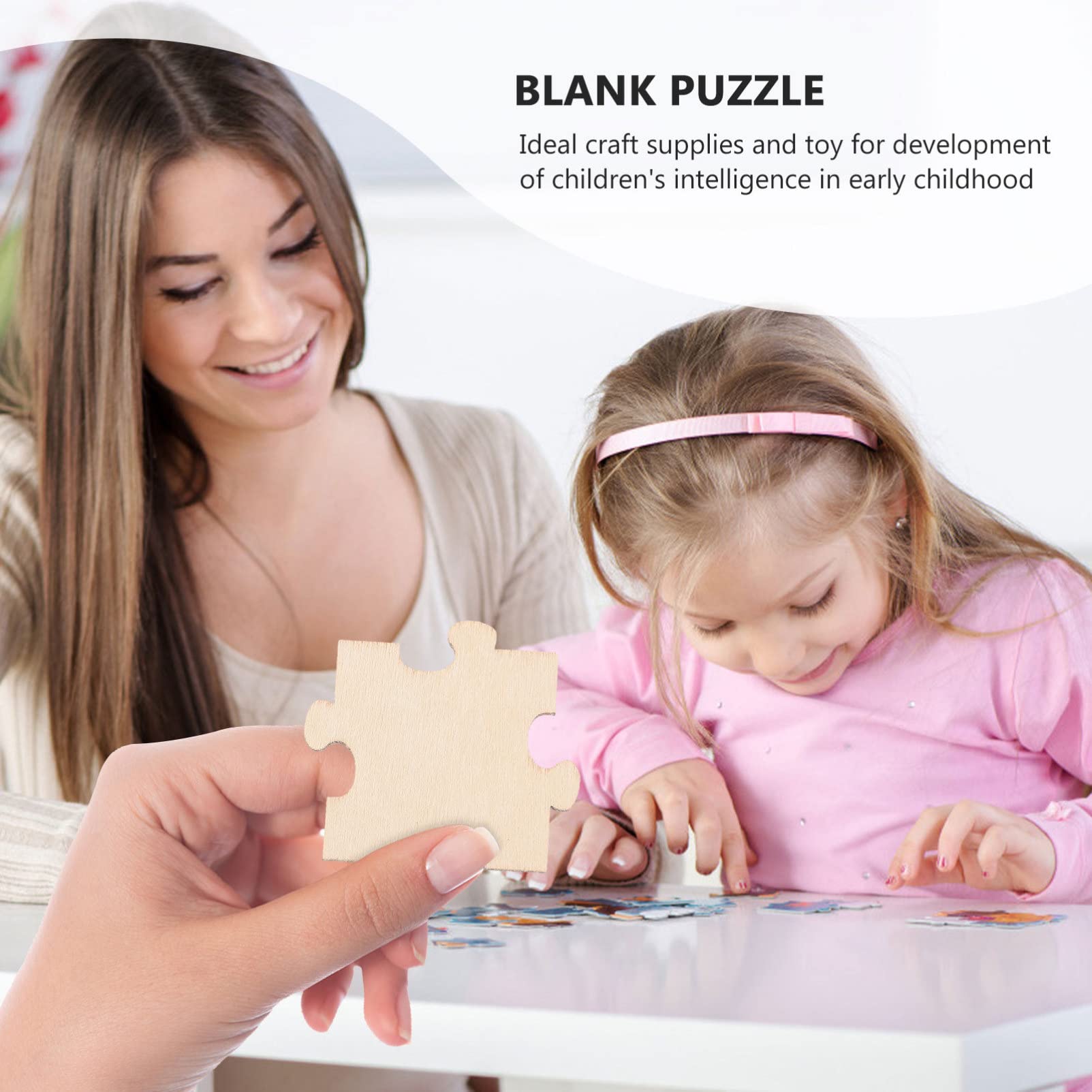 100Pcs Unfinished Wooden Puzzle Pieces - DIY Blank Wood Puzzle for Kids Arts & Crafts, Classroom Activities, Learning Tools - Perfect for Creative Projects, Educational Games, and Family Bonding Time