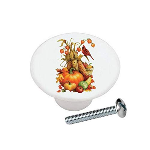 Fall Harvest Collection - Glossy Ceramic Pumpkin Cardinal Knob Drawer Pulls for Dressers & Cabinets | Autumn Home Decor Upgrade