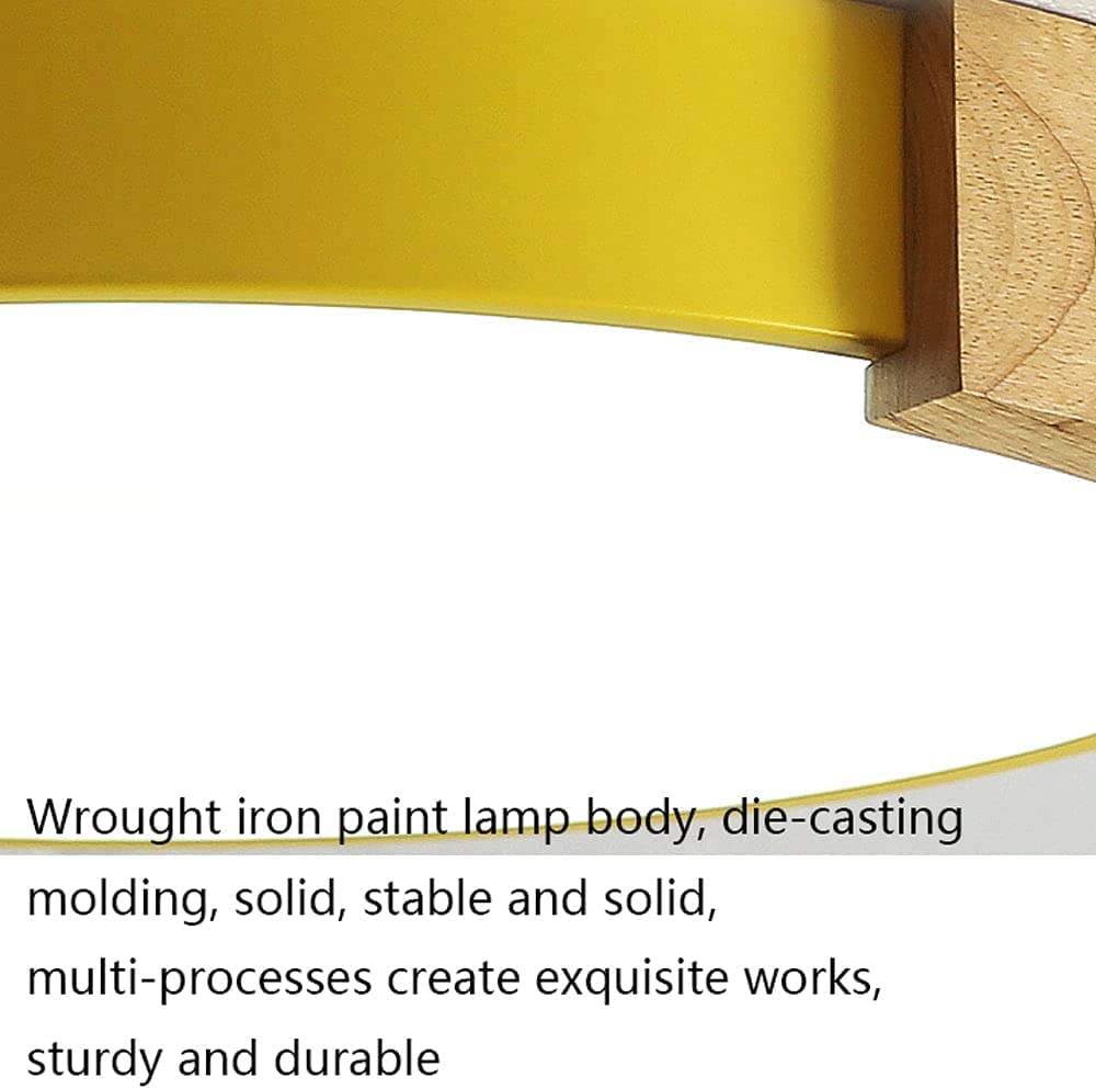 Nordic Round Wrought Iron and Wood LED Ceiling Light - Dimmable Recessed Panel Fixture for Living Room, Bedroom & Dining Room | Energy Saving Indoor Lighting for Modern Home Decor