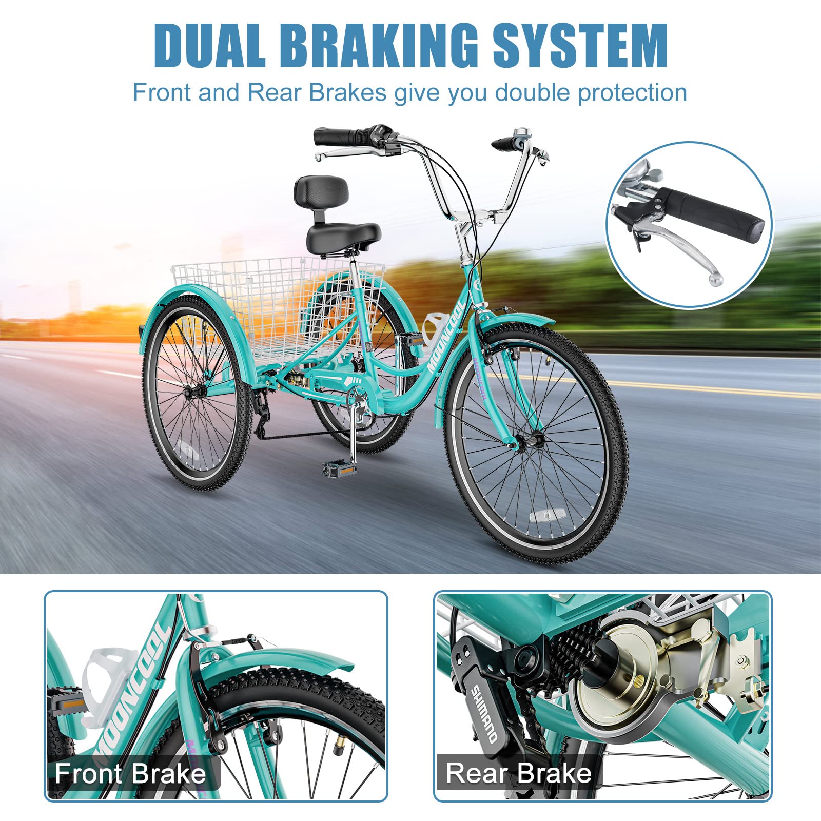 **DoCred Adult Tricycles - 7-Speed 3-Wheel Bikes for Adults (20/24/26 Inch) with Shopping Basket - Comfortable & Stable Cruise Trike for Seniors, Women & Men - Perfect for Grocery Shopping, Exercise & Outdoor Leisure**