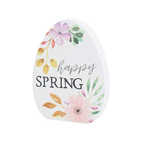 Collins Painting Egg-Shaped Wooden Shelf Sitter - Happy Spring Decorative Shelf Decor for Home, Easter, Spring Season | Perfect for Living Room, Bedroom, Kitchen Decor & Easter Gift Ideas