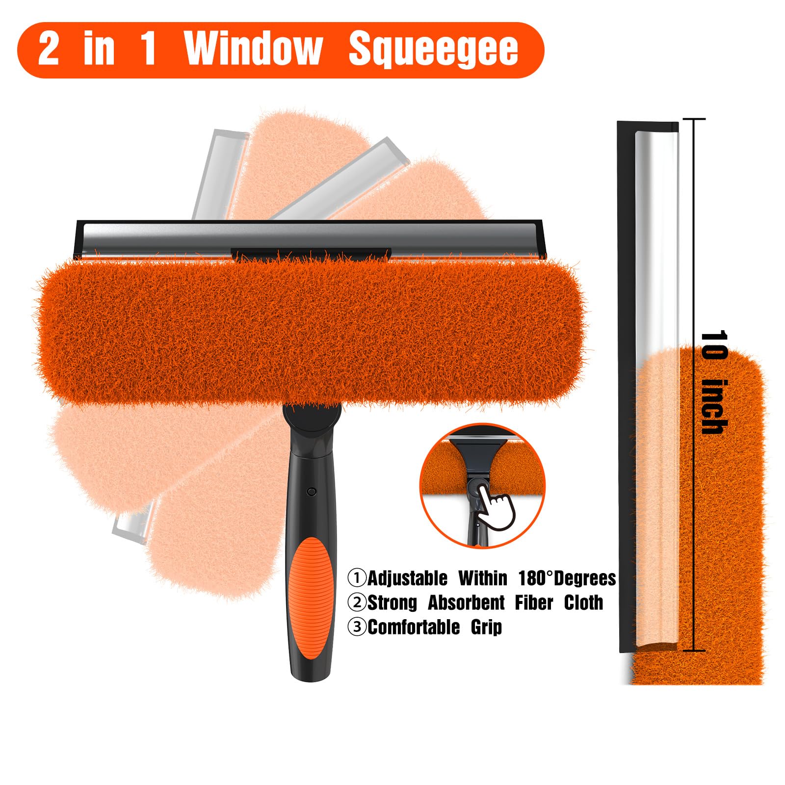 26FT Window Squeegee with Extension Pole - 2-in-1 Professional Window Cleaning Kit with 20FT Telescoping Pole for Indoor & Outdoor Use - Perfect for Home, Office, and Commercial Window Washing