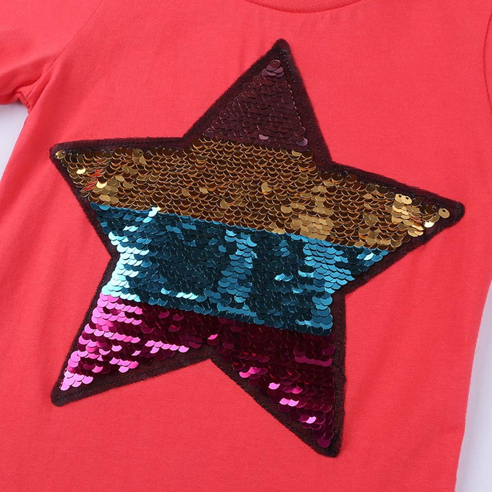 Kids Magic Flip Sequins T-Shirt - Short Sleeve Crew Neck Top for Play & Parties