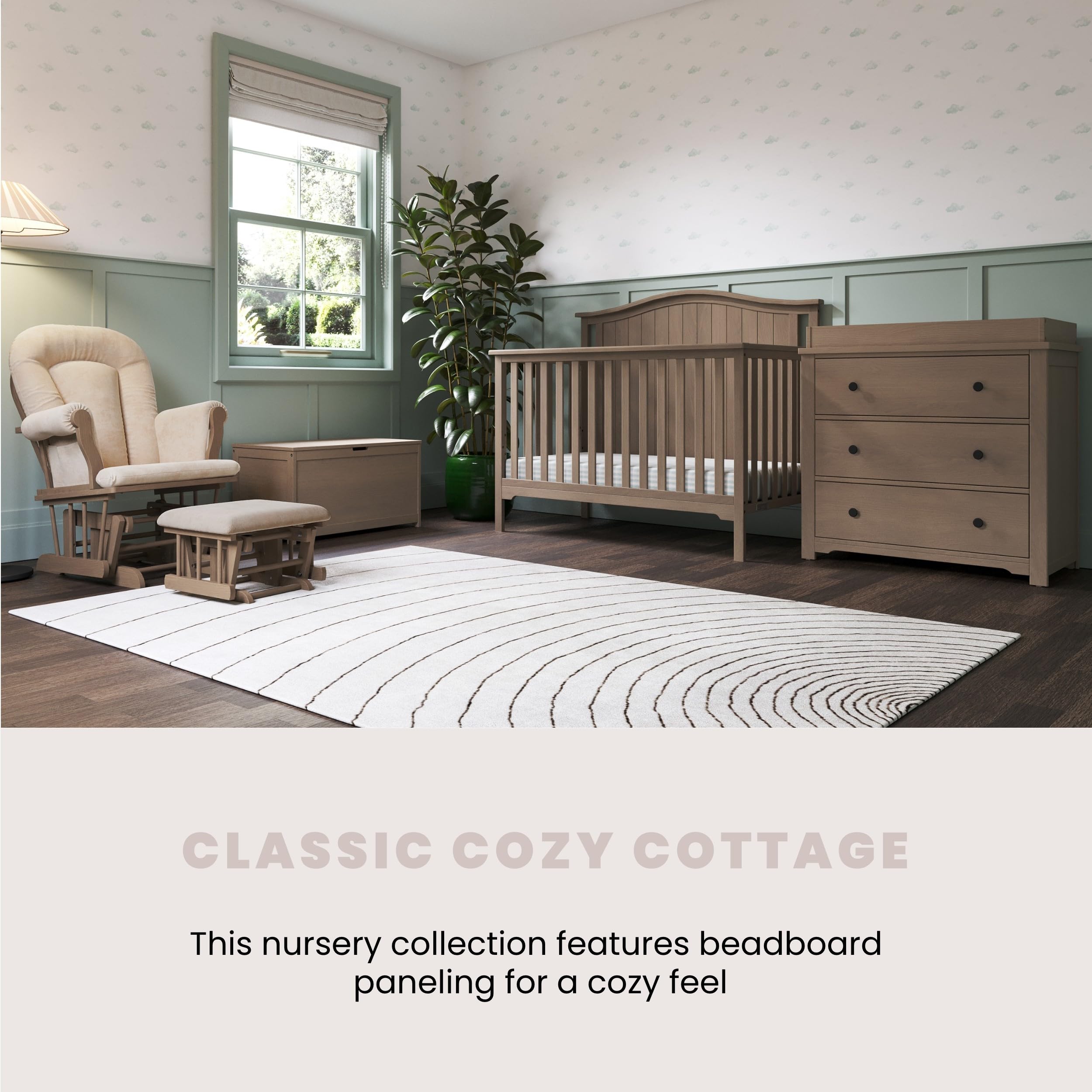 Child Craft Hampton Arch 4-in-1 Convertible Crib - Converts to Daybed, Toddler Bed & Full Size Bed | 3 Adjustable Mattress Heights | Non-Toxic & Baby-Safe Finish in Dusty Heather | Perfect for Nursery, Bedroom Transition & Growing Families