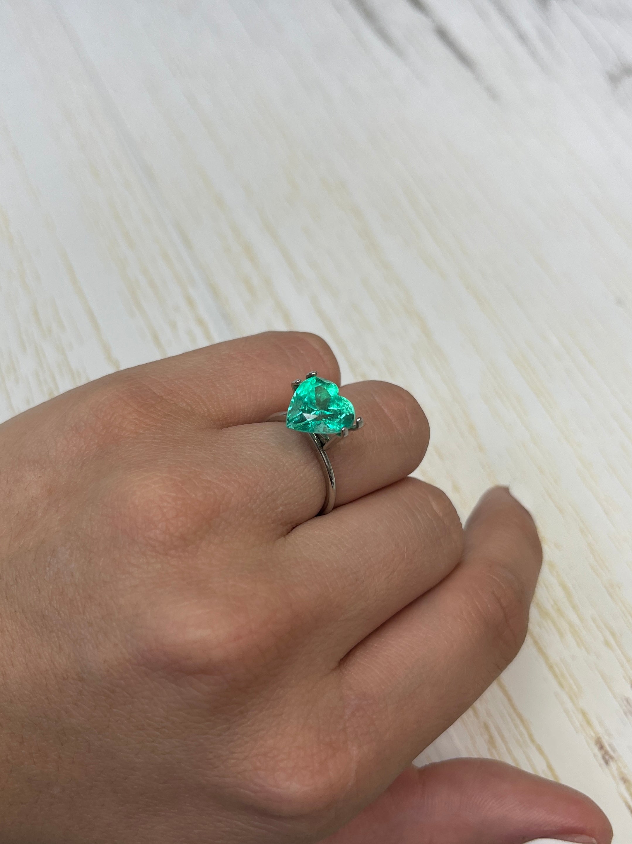 4.18 Carat 10x10mm Pastel Green Natural Loose Colombian Emerald Heart Cut Gemstone for Jewelry Making, Engagement Rings & Fine Collections