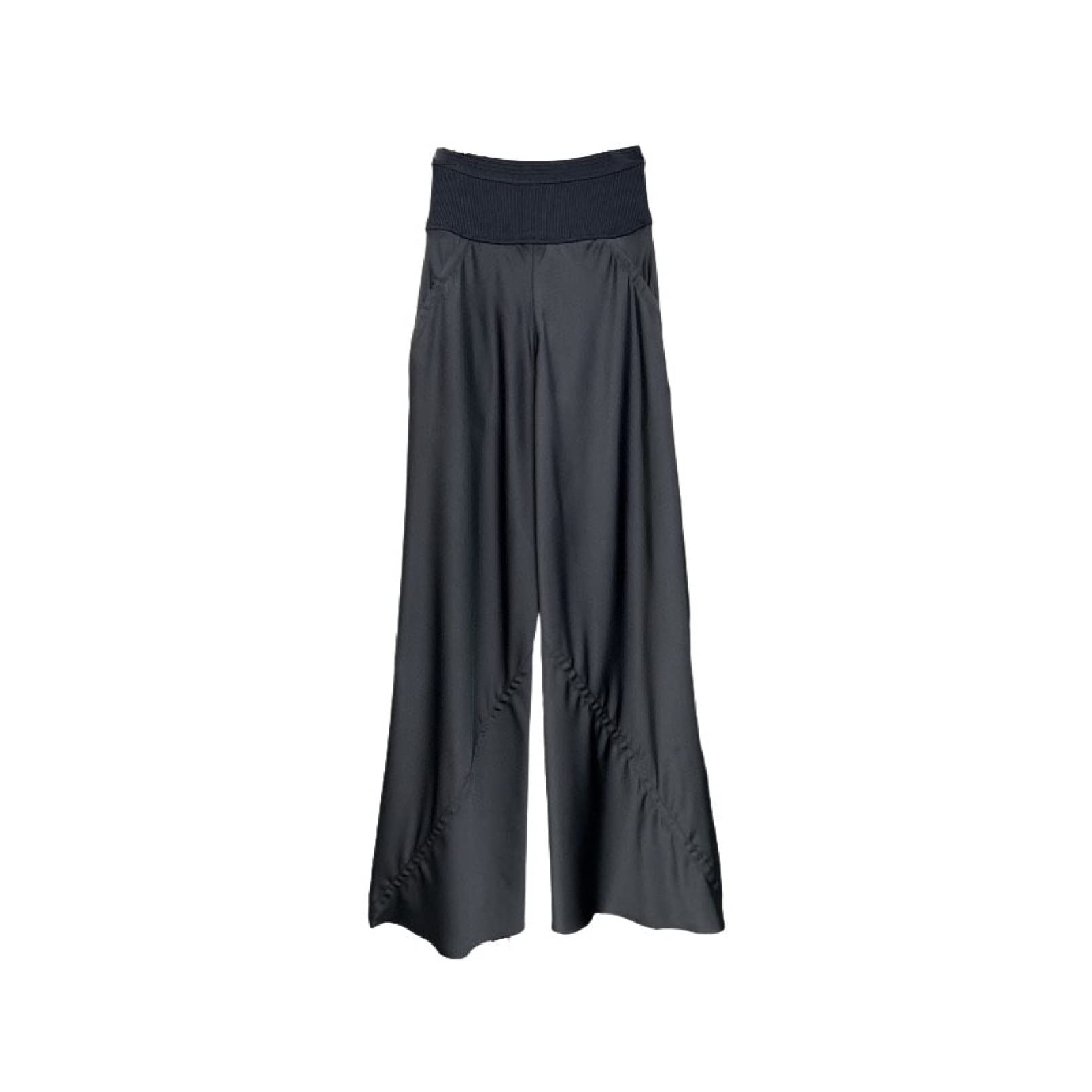 AOBRICON Women's High Waist Palazzo Pants - Black Solid Casual Long Trousers for Spring & Autumn | Perfect for Office, Travel & Lounge Wear