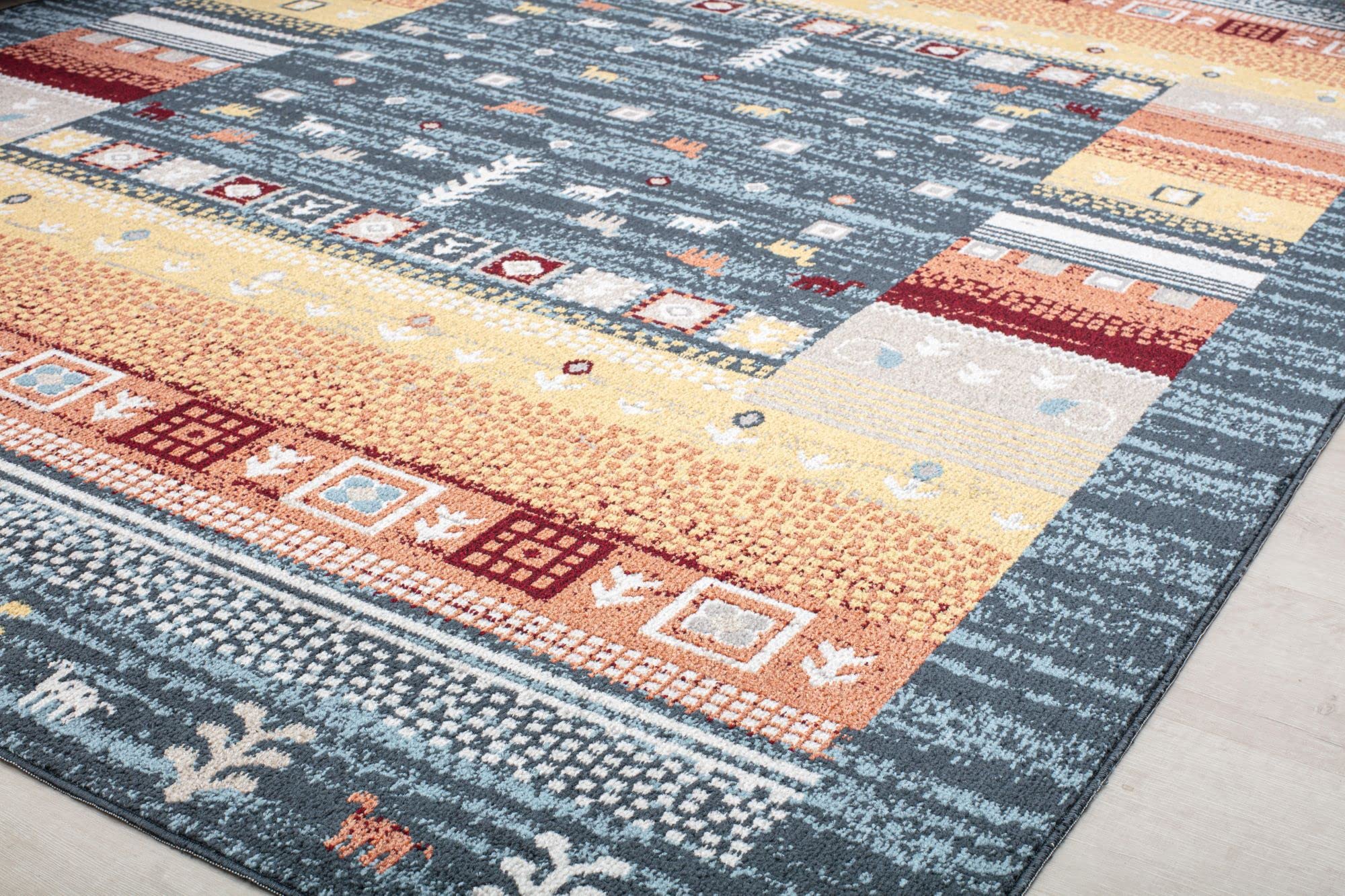 Rugs America Jaelyn JD55B Twilight Bayou Tribal Bohemian Blue Area Rug 2'6