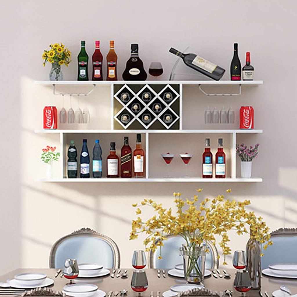 FPigSHS Wall Mounted Wine Rack - Hanging Glass Holder & Bottle Storage Shelf for Home Bar, Kitchen, or Wine Cellar (140x23x64.6cm, Black) - Perfect for Organizing Wine Bottles and Stemware in Small Spaces