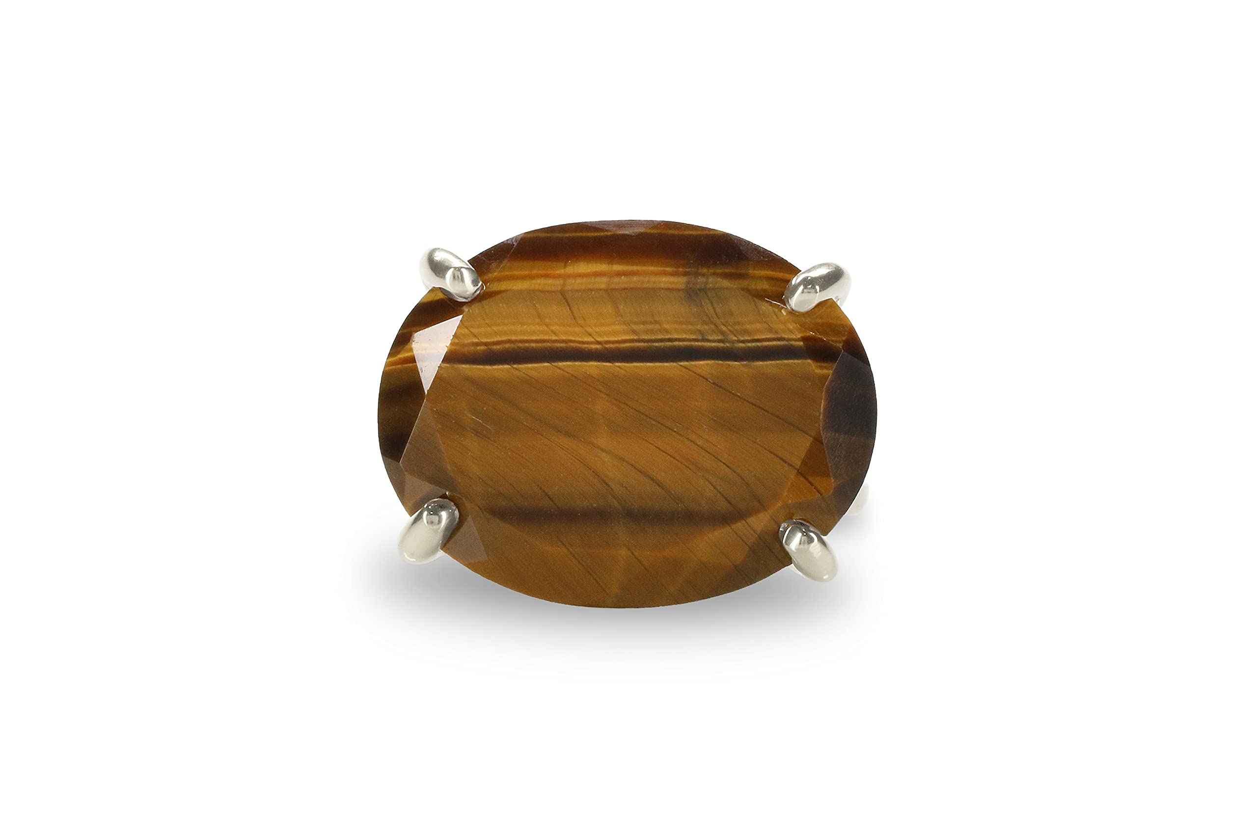 Tiger Eye Sterling Silver Ring for Women - Handcrafted Custom Cut Gemstone Jewelry - Personalized Large Statement Ring, Vintage Inspired Everyday Wear - Gift Ready with Jewelry Box | Perfect for Boho Style, Office Wear & Special Occasions