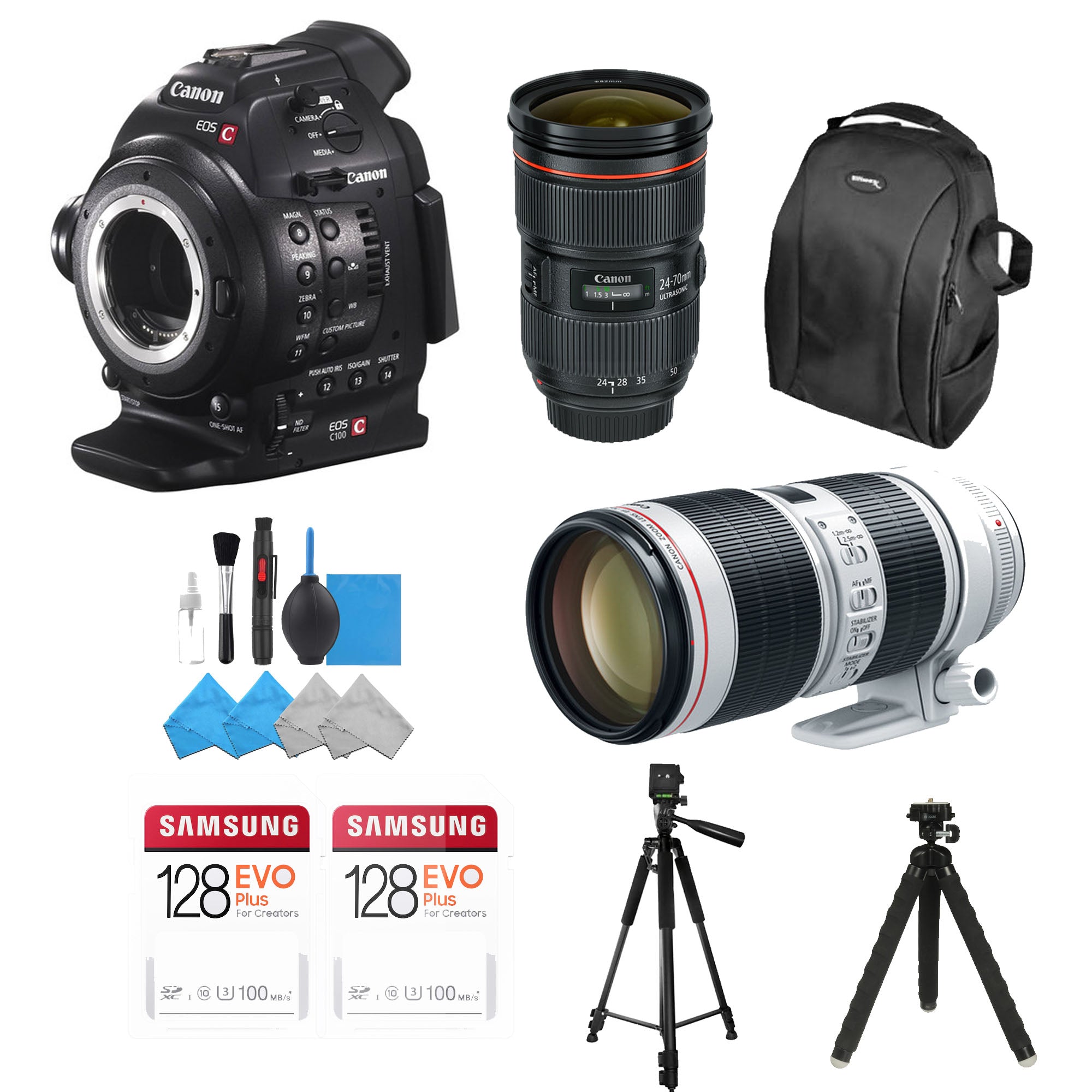 Canon EOS C100 Cinema Camera with 24-70mm & 70-200mm Lens Bundle - Professional 4K Video Recording for Filmmaking, Documentary & Wedding Videography