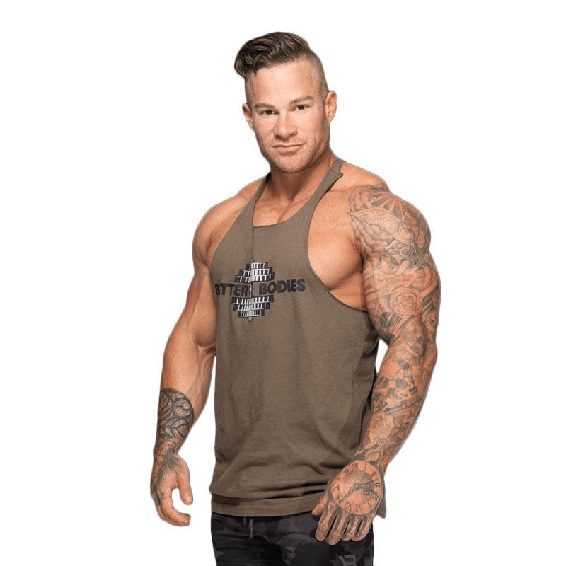 Better Bodies Team BB Stringer V2 - Premium Washed Green Workout Tank Top for Men | Gym, Running & Athletic Performance Apparel