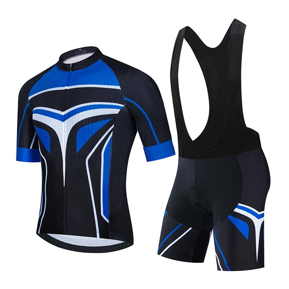 SUDUSUDO Men's Cycling Jersey & Bib Shorts Set - Breathable Short Sleeve Road Bike Shirt with 20D Padded Liner for Comfortable Riding | Perfect for Road Cycling, Mountain Biking & Outdoor Sports