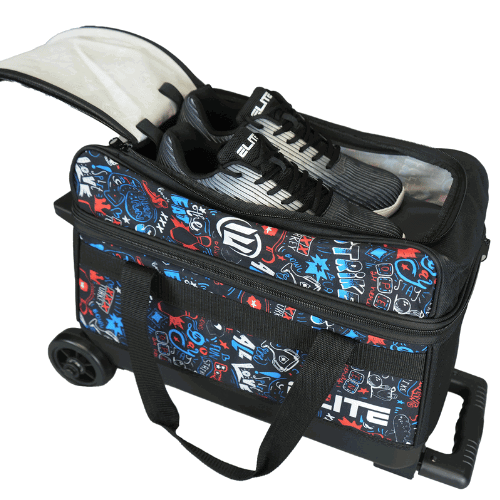 ELITE Double Roller Bowling Bag for Men & Women - Durable Graffiti Design Bowling Tote with Shoulder Strap - Perfect for League Play, Tournaments & Casual Bowling Nights