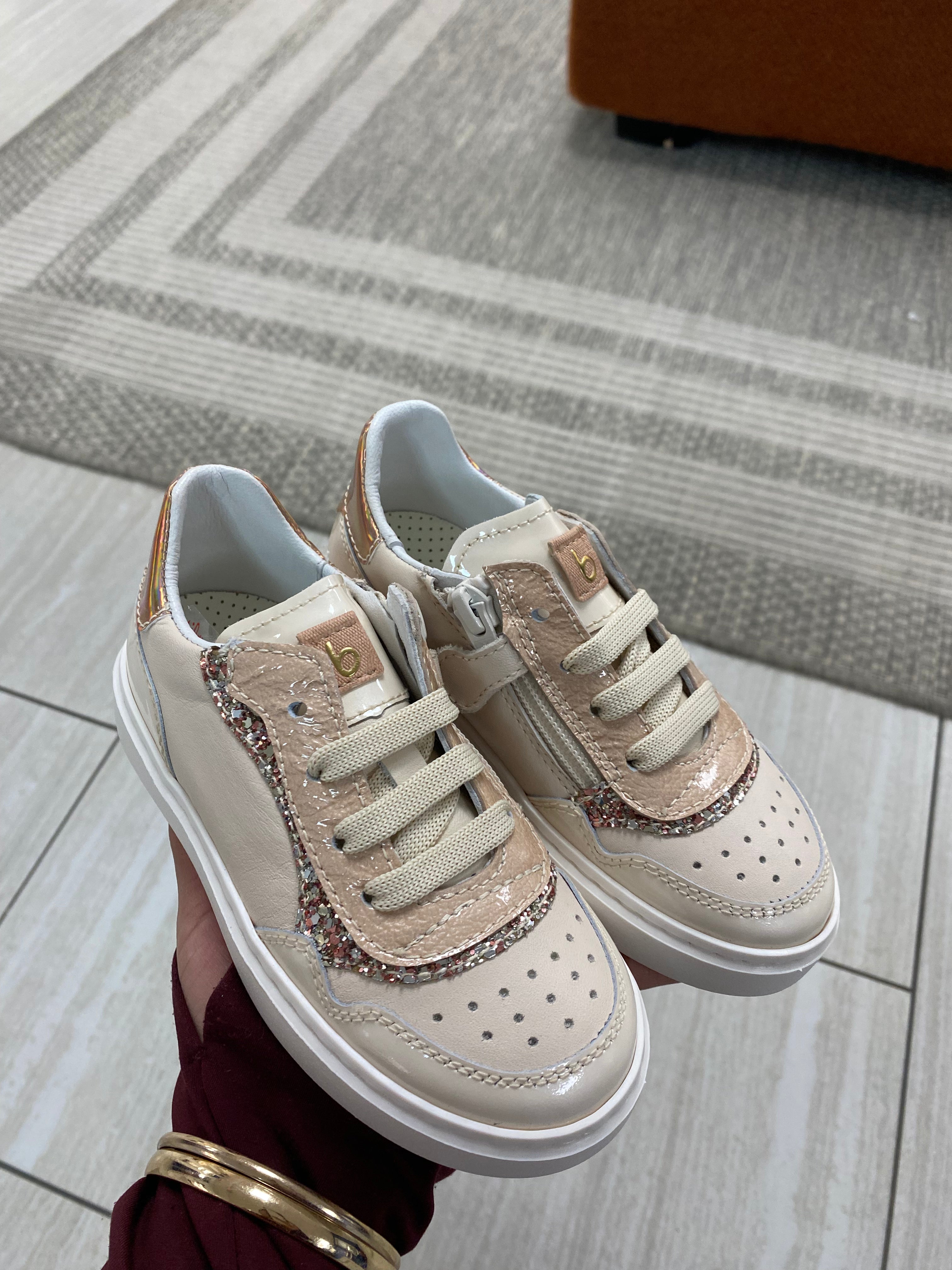 Beberlis Patent Glitter Lace-Up Sneakers for Women - Fashionable Sparkly Casual Shoes for Walking, Work & Everyday Wear