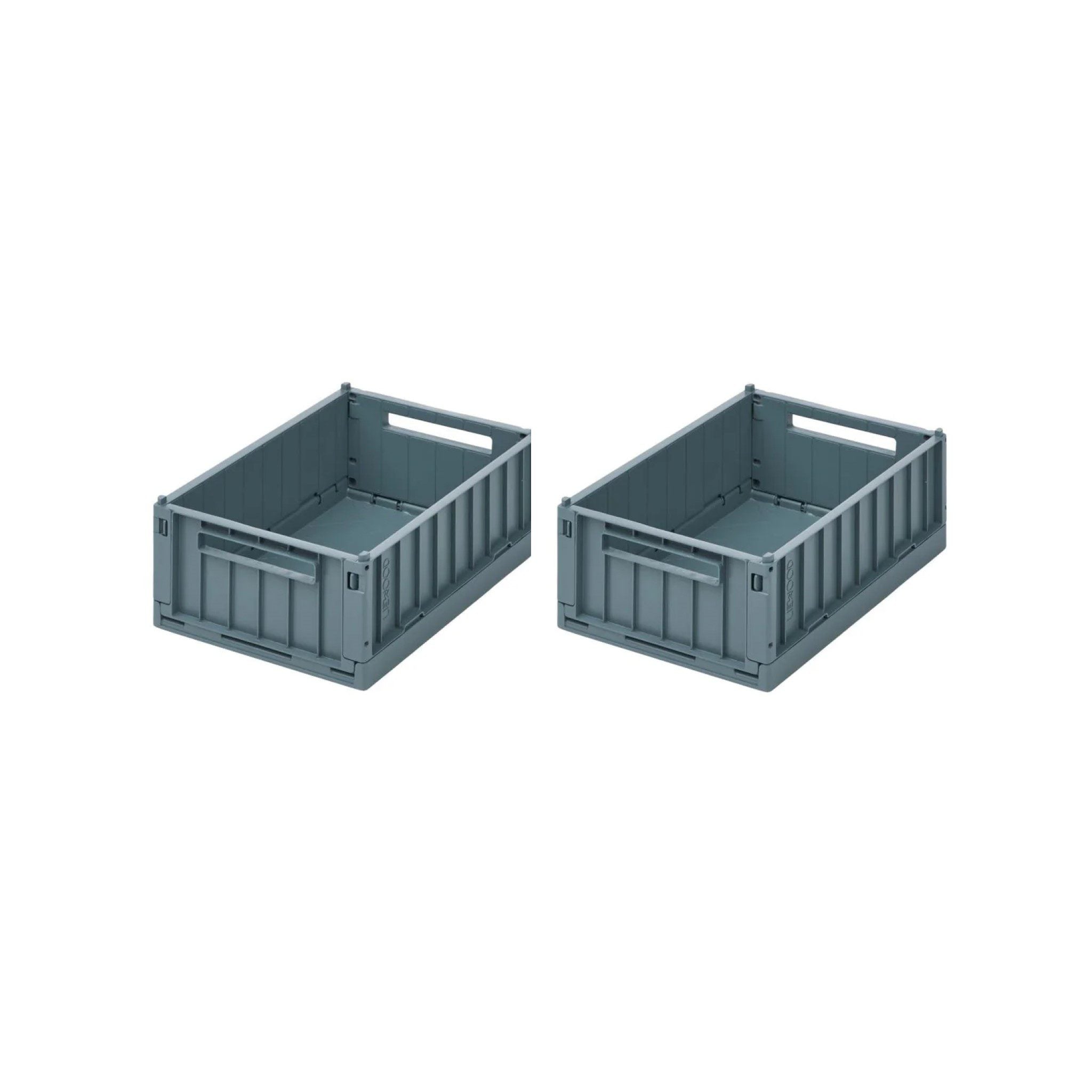 LIEWOOD Weston Storage Box Set of 2 - Medium Size, Whale Blue | Organizer for Closet, Nursery, Office & Home Decor | Durable Fabric Bins with Handles for Easy Storage