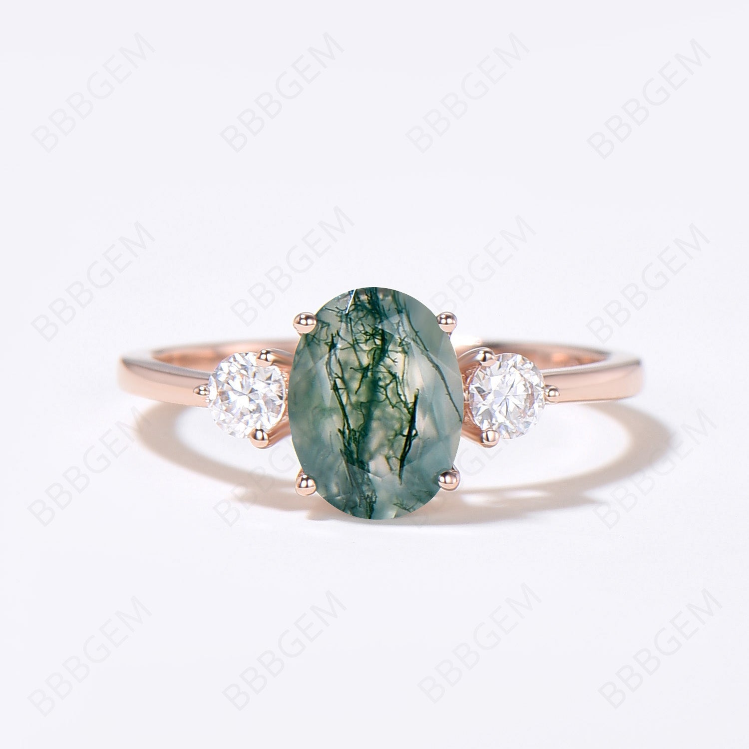 14K Gold Moss Agate Engagement Ring Set for Women - Elegant Bridal Wedding Band, Perfect for Proposals, Anniversaries & Special Occasions
